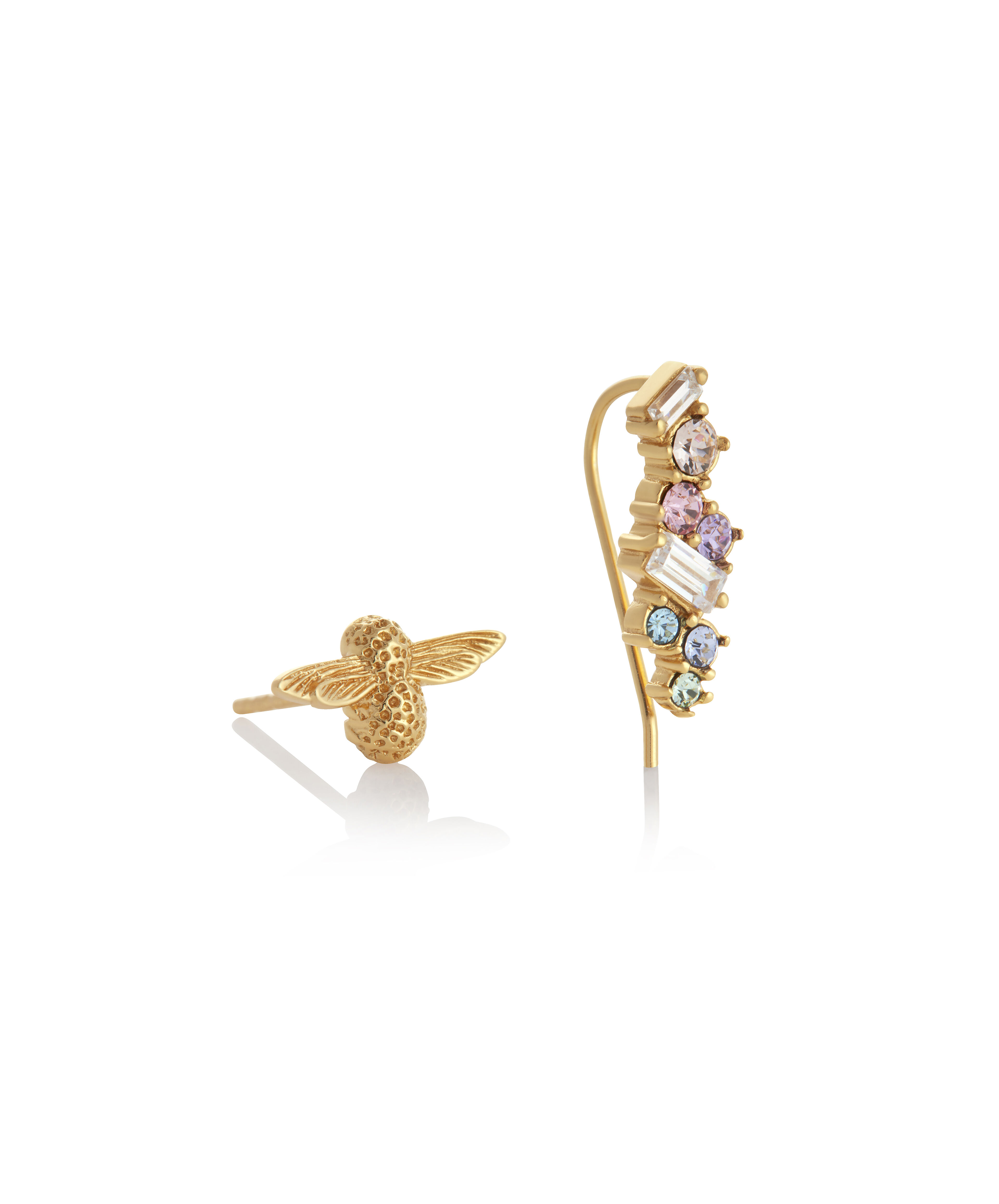 Olivia Burton Movado Company Store Rainbow Bee Crawler Stud Gold