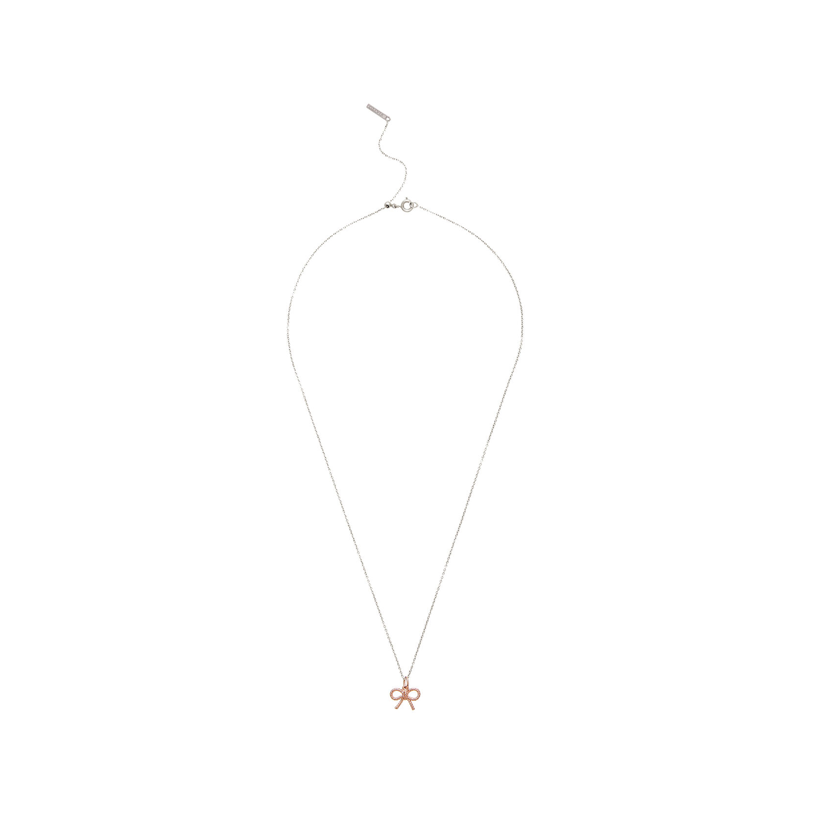 Vintage Bow Charm Necklace Silver & Rose Gold