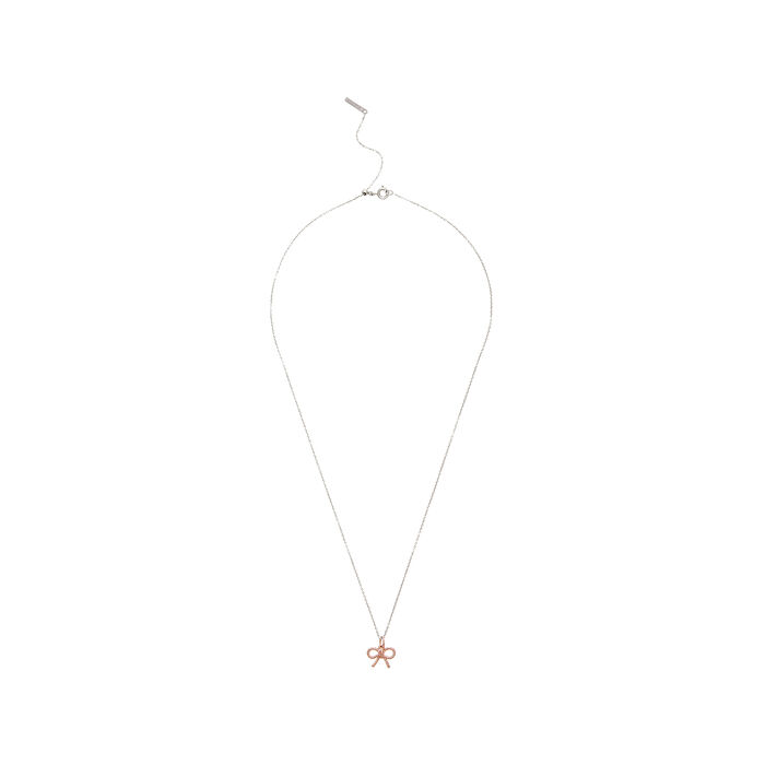 Vintage Bow Charm Necklace Silver & Rose Gold