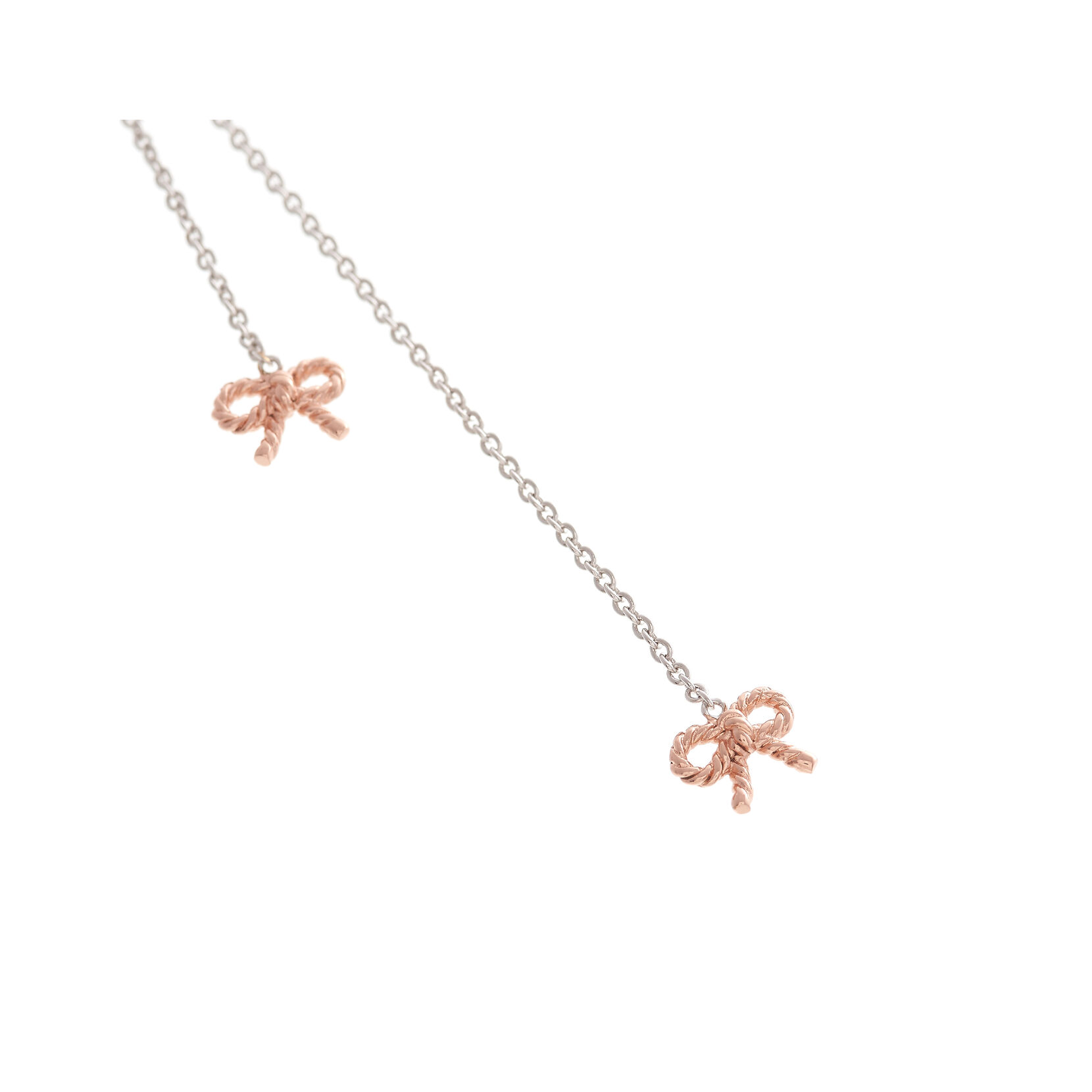 Vintage Bow Lariat Silver & Rose Gold
