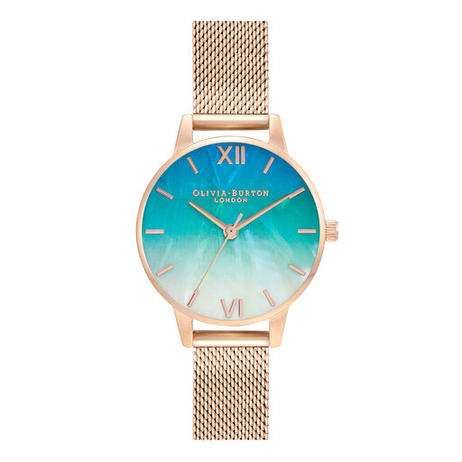 30mm Blue & Rose Gold Mesh Watch