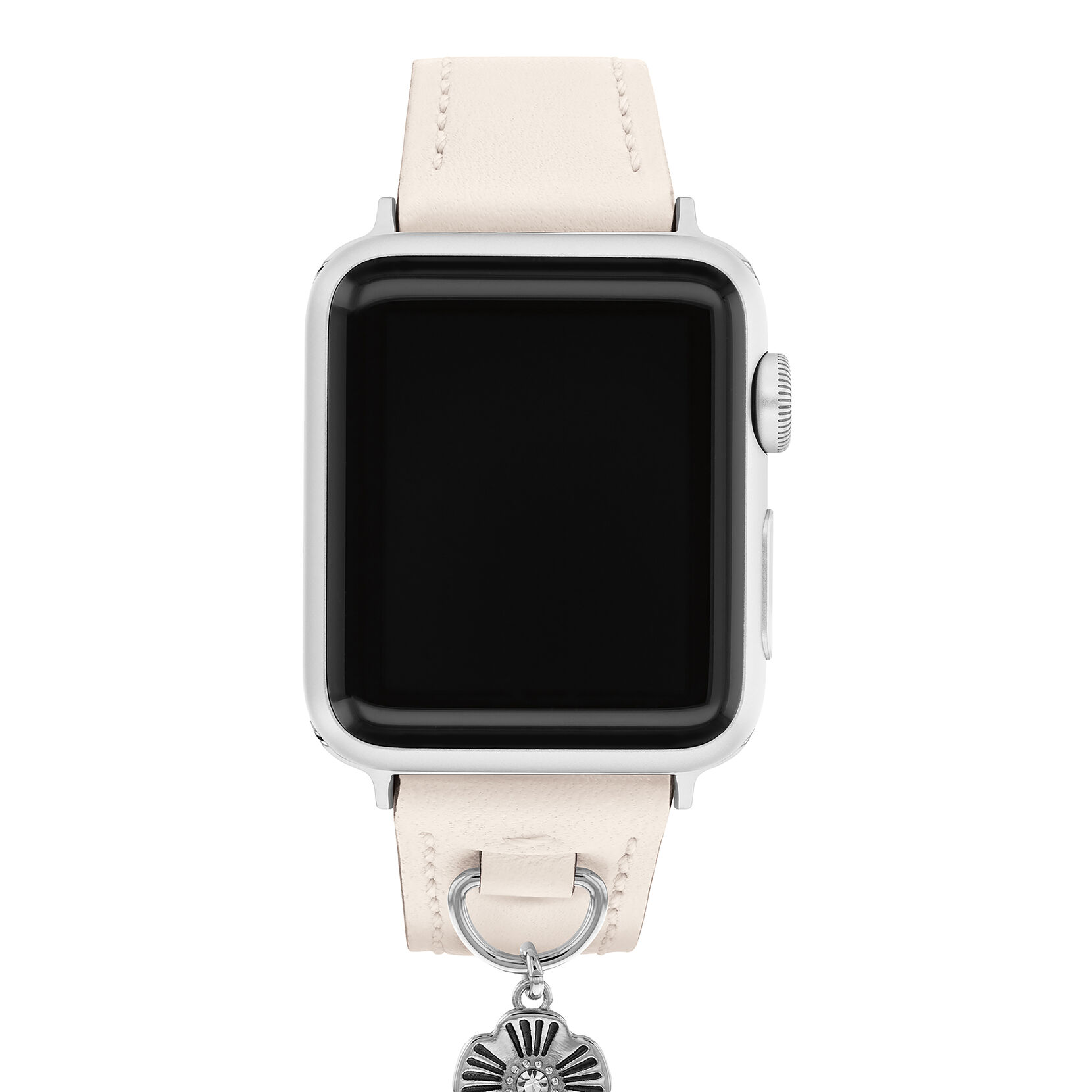 Black Leather Apple Watch Band Stars Strap Unisex Bracelet Silver