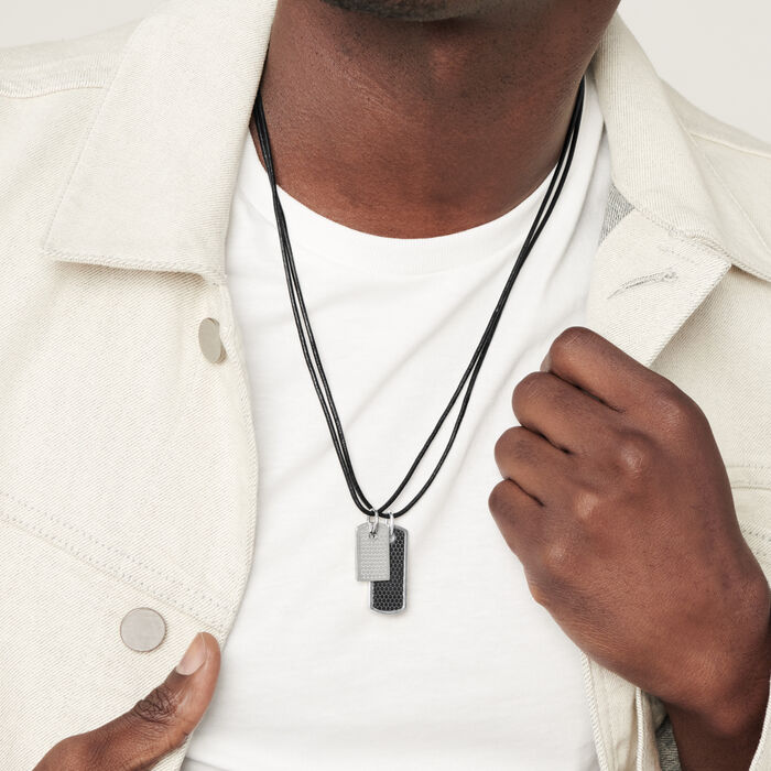 Micro Tag on Cord Men's Necklace