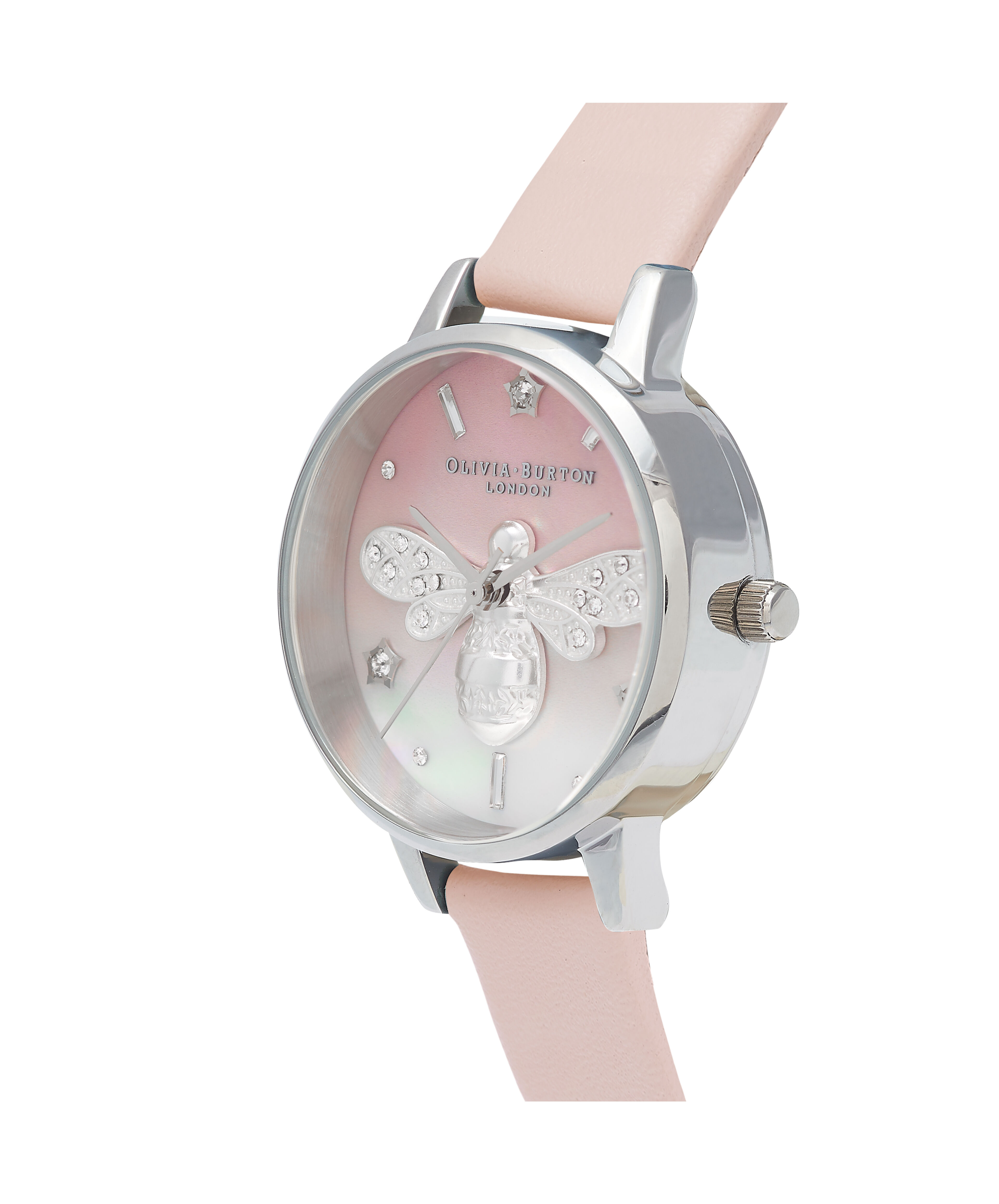 Olivia Burton Sparkle Bee Leather Strap Watch