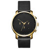 Gold Black Leather Chronograph Men's Watch, 45mm