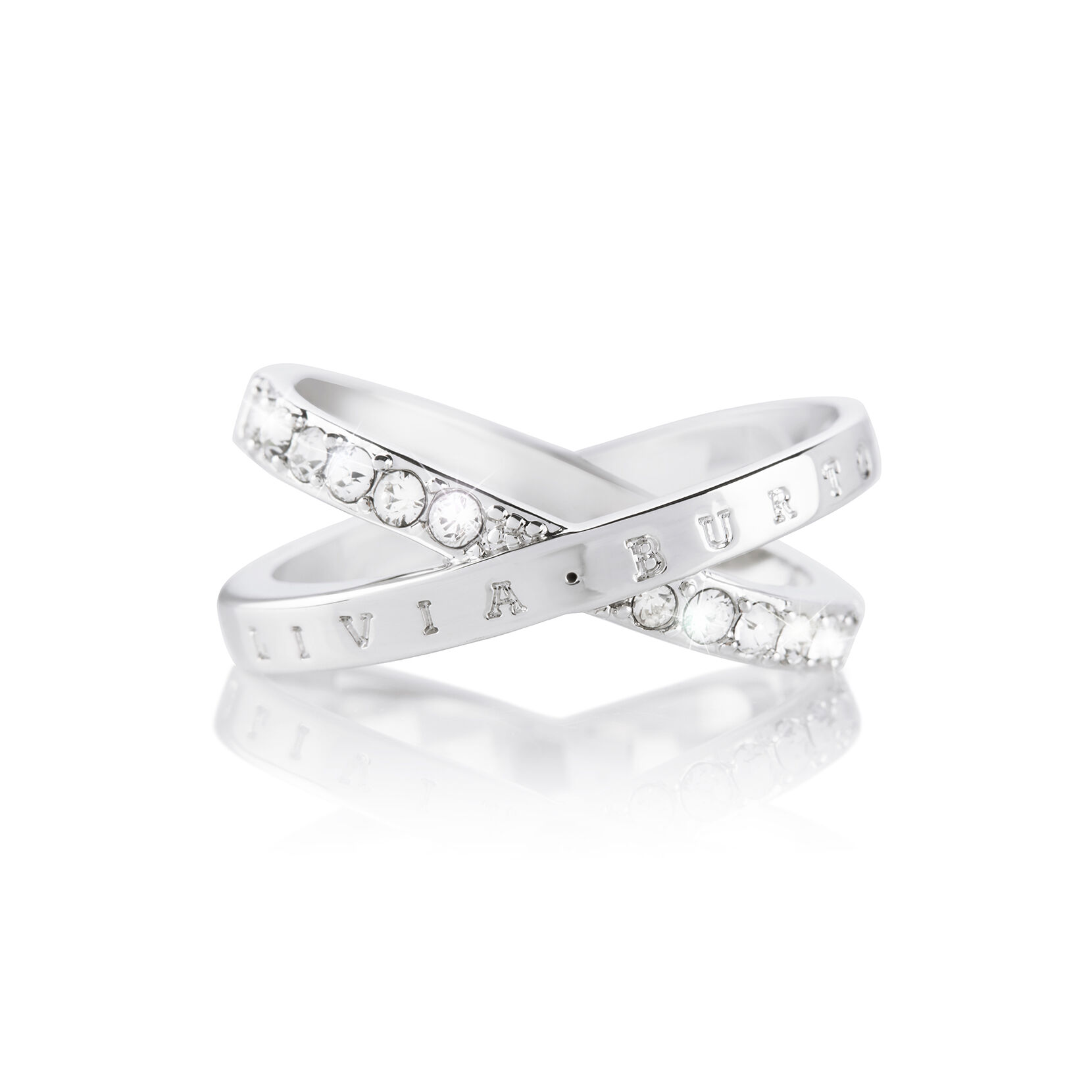 Olivia burton bejewelled shop interlink ring silver