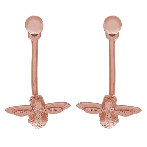 3D Bee Jacket Earrings Rose Gold
