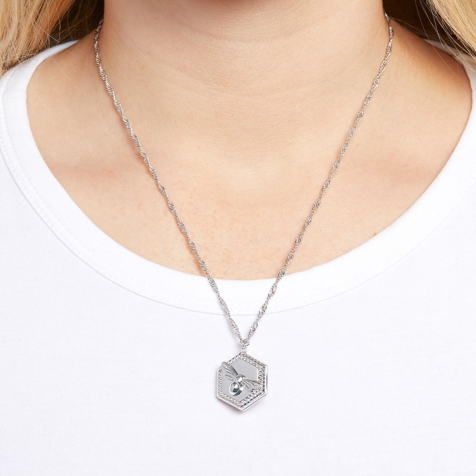 Lucky Bee Silver Locket Necklace