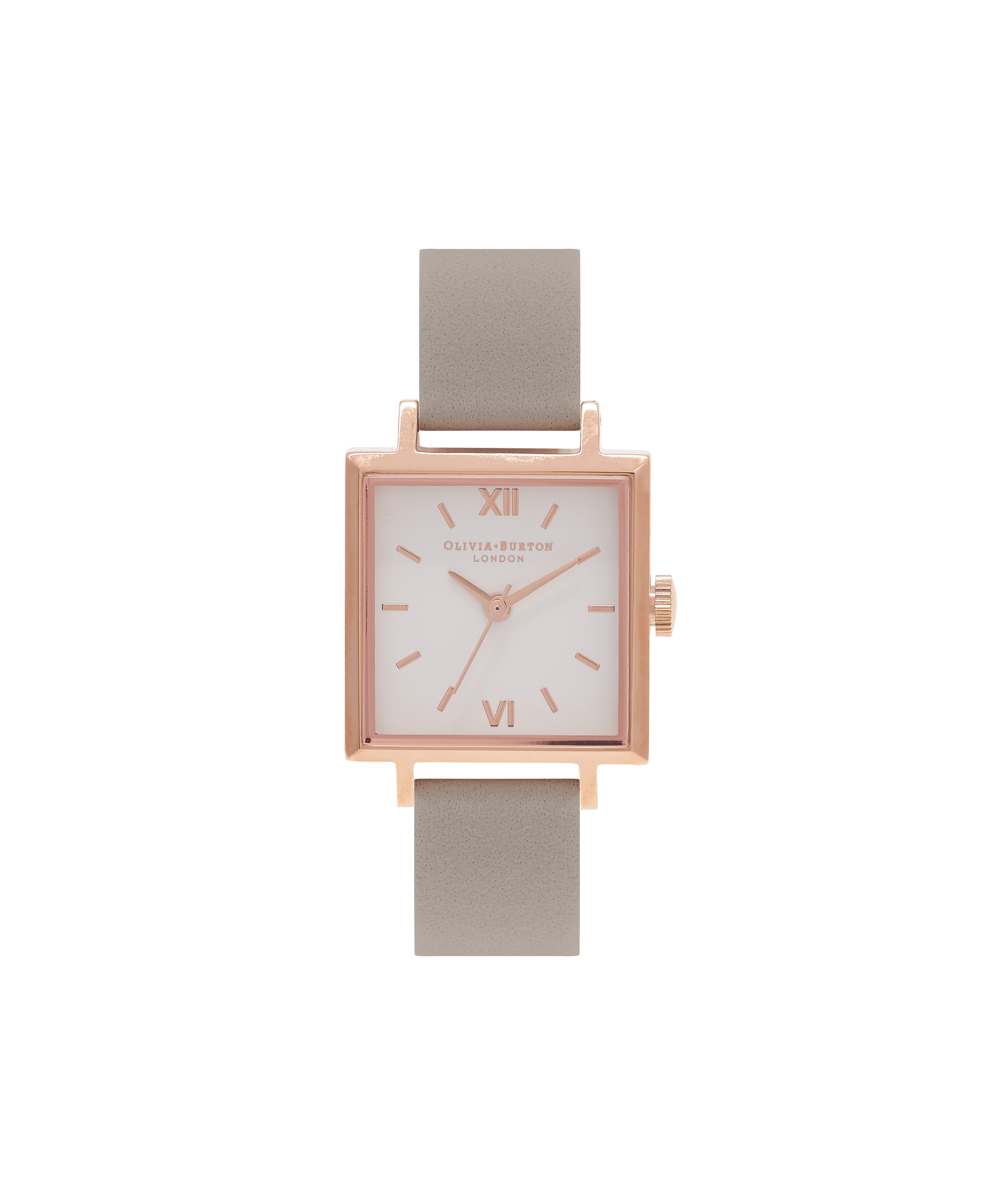 Midi Dial Square Dial Grey Rose Gold Watch Olivia Burton London