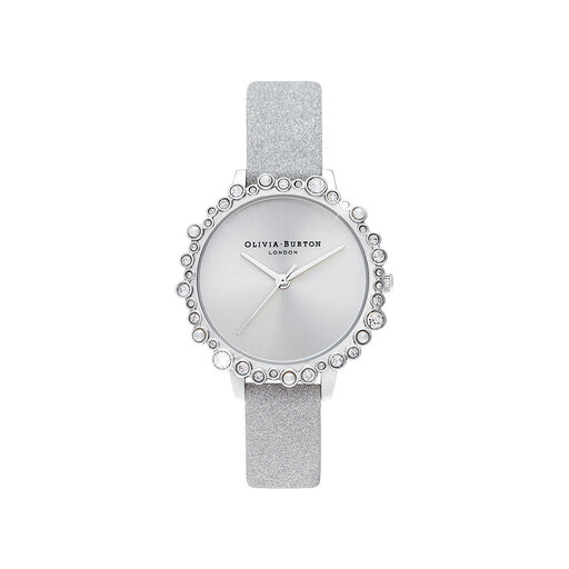 Bubble Case Midi Dial Grey Glitter Strap & Silver Watch