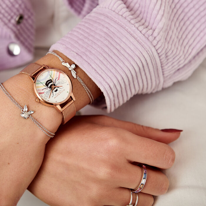 Illustrated Animals Rainbow Bee Women's Watch, 30mm