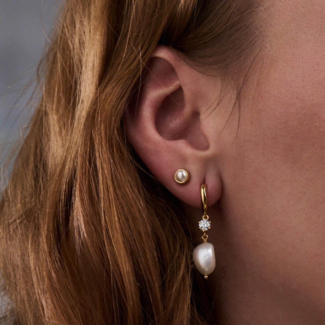 Classics Pearls Gold Pearl Hoop Earrings | Olivia Burton London