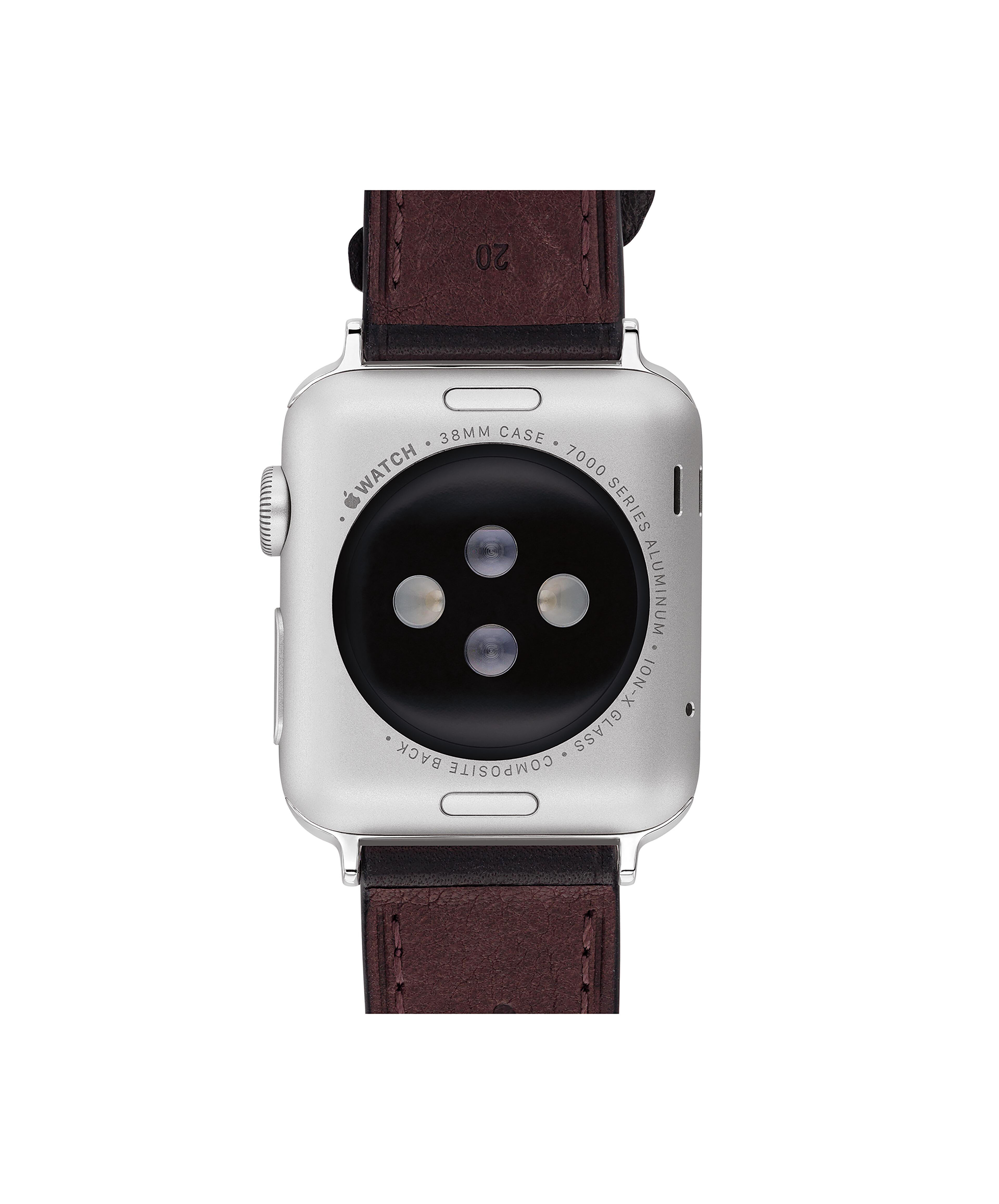 Coach Tea Rose Leather Apple Watch Strap Black