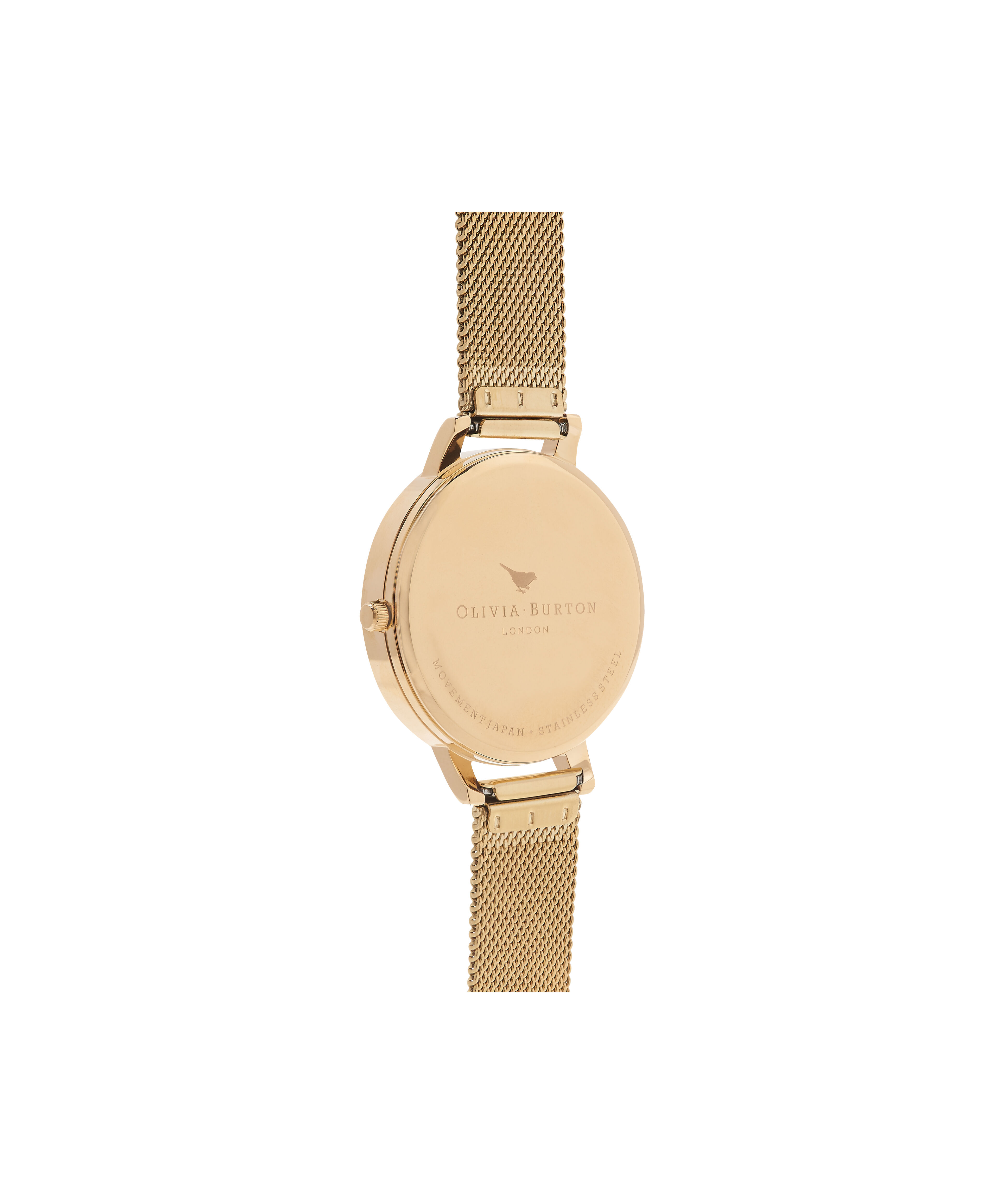 Olivia burton white dial gold mesh watch 2025