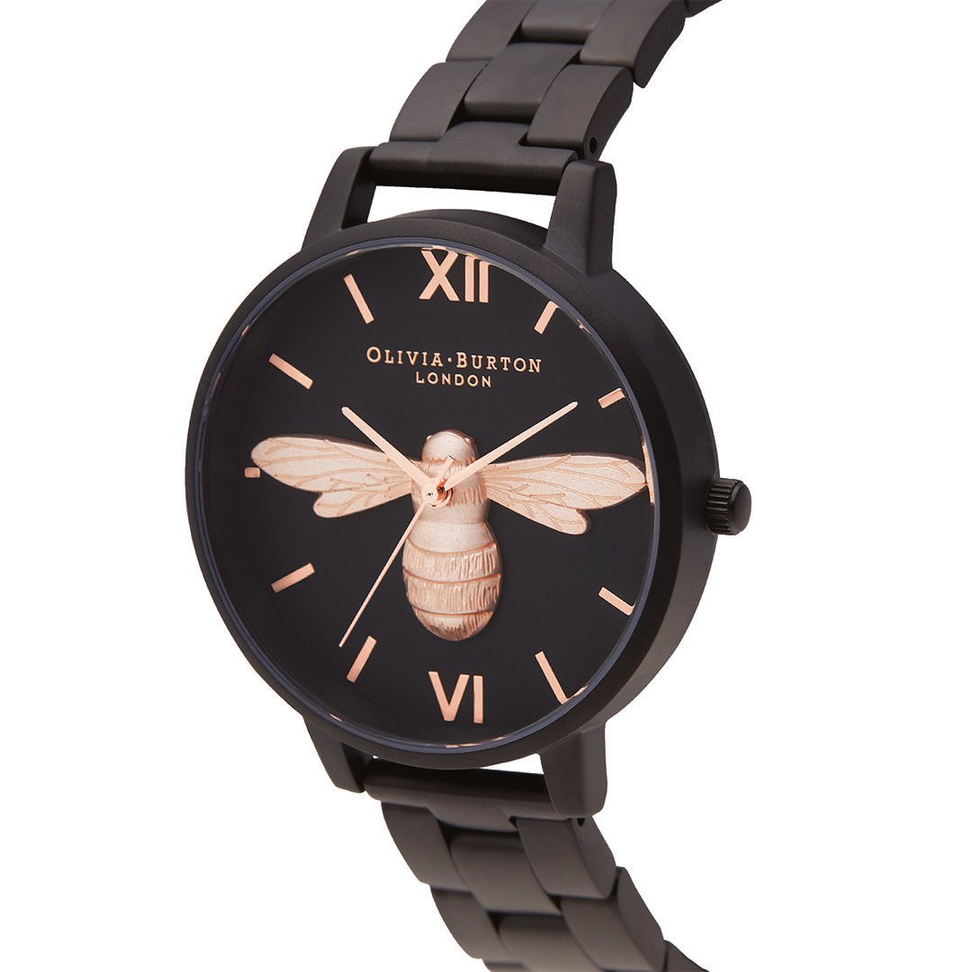 Olivia burton black bee watch outlet