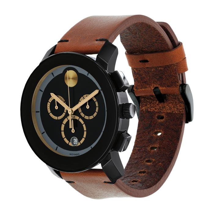 Movado Movado Company Store Movado Trend Large Brown TR90 Chronograph Strap Watch