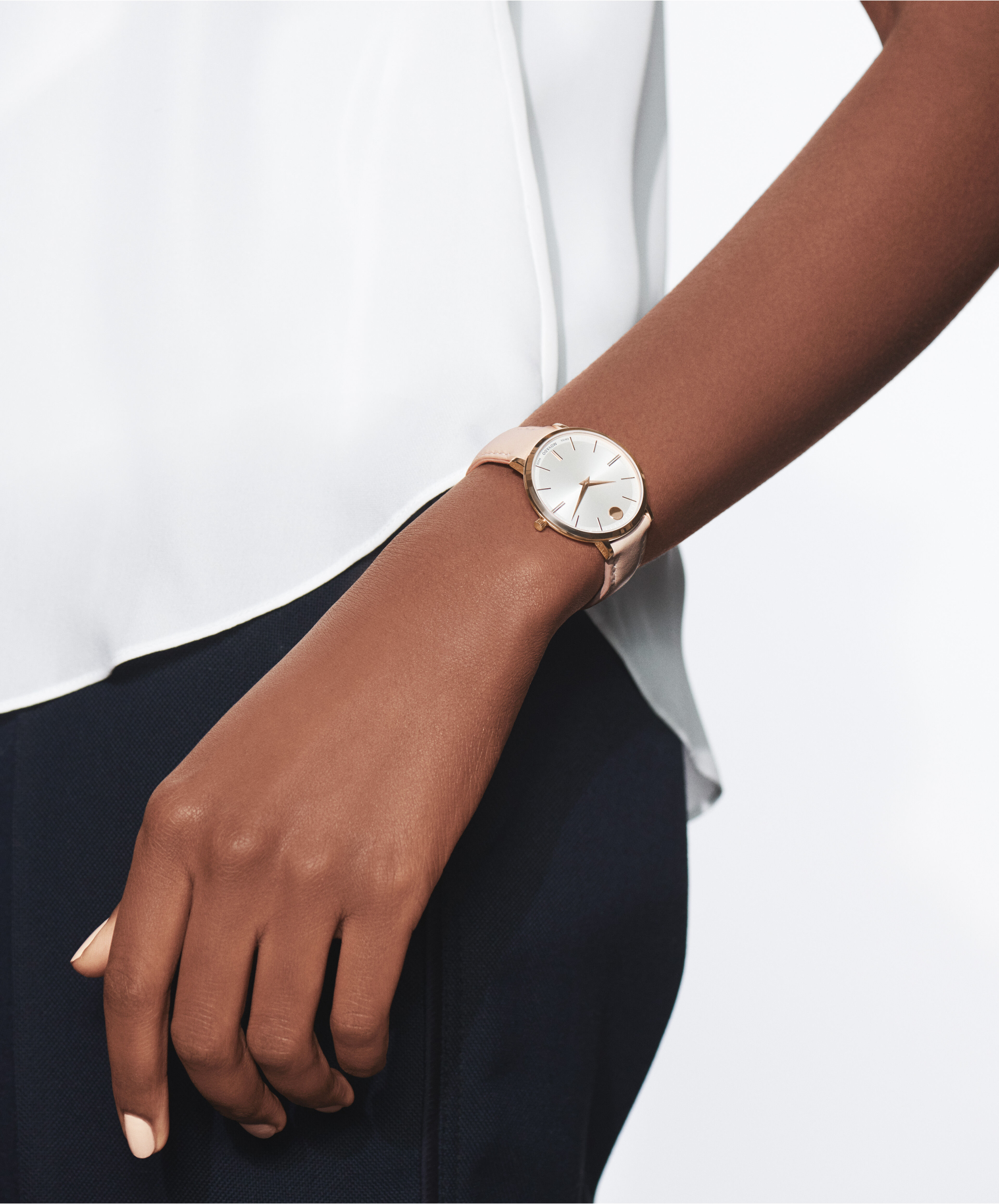 Movado Movado Company Store Movado Collection stainless steel light pink watch