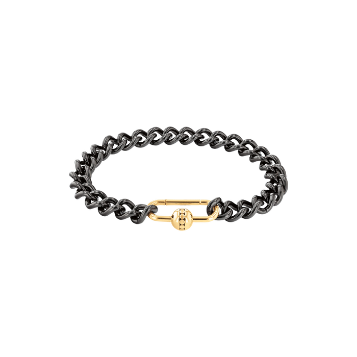 Movado | Sphere Lock Collection black chain bracelet with a 14K yellow ...