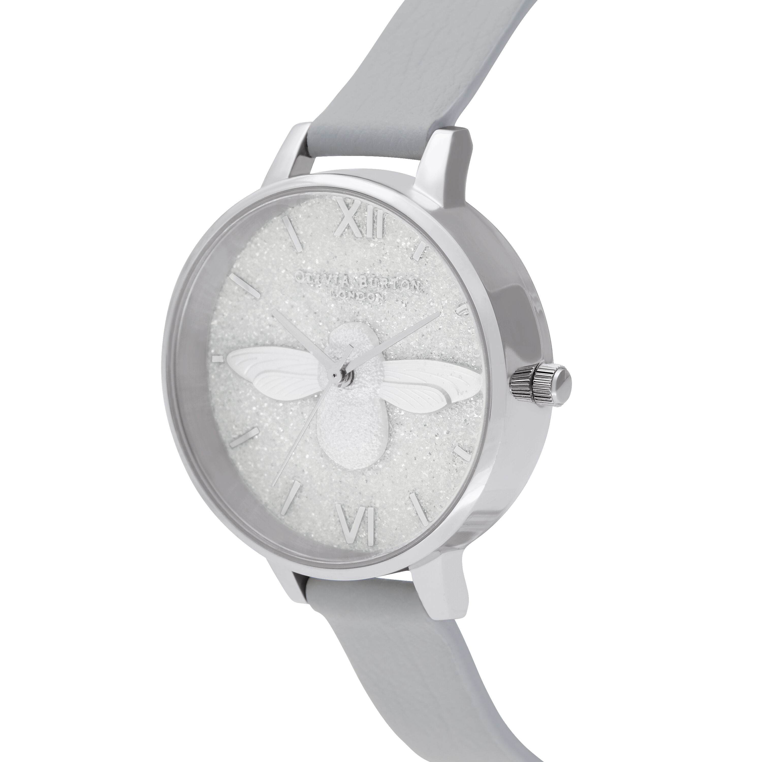 Olivia Burton Movado Company Store Glitter 3D Bee Eco Light Grey Silver