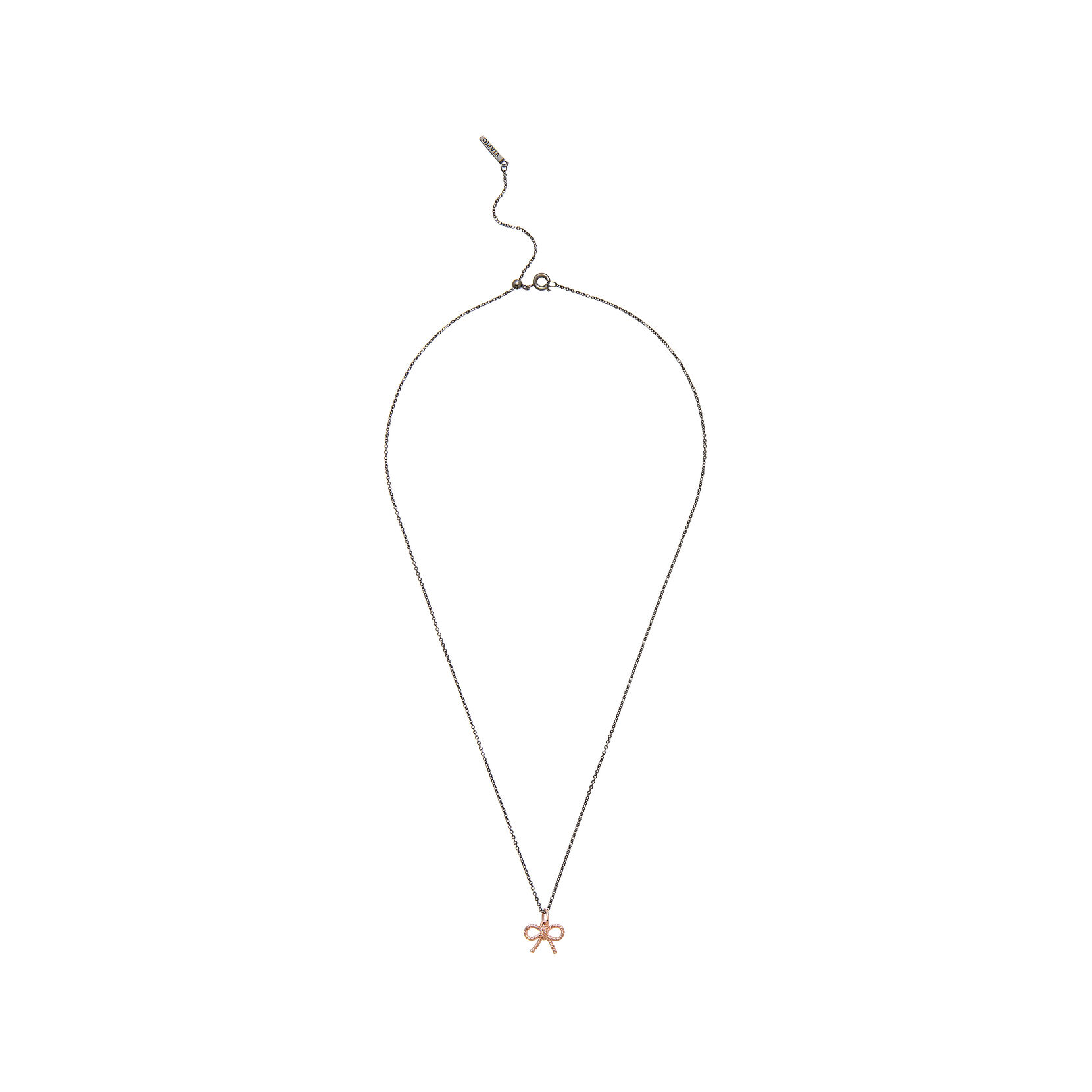 Vintage Bow Charm Necklace Black & Rose Gold