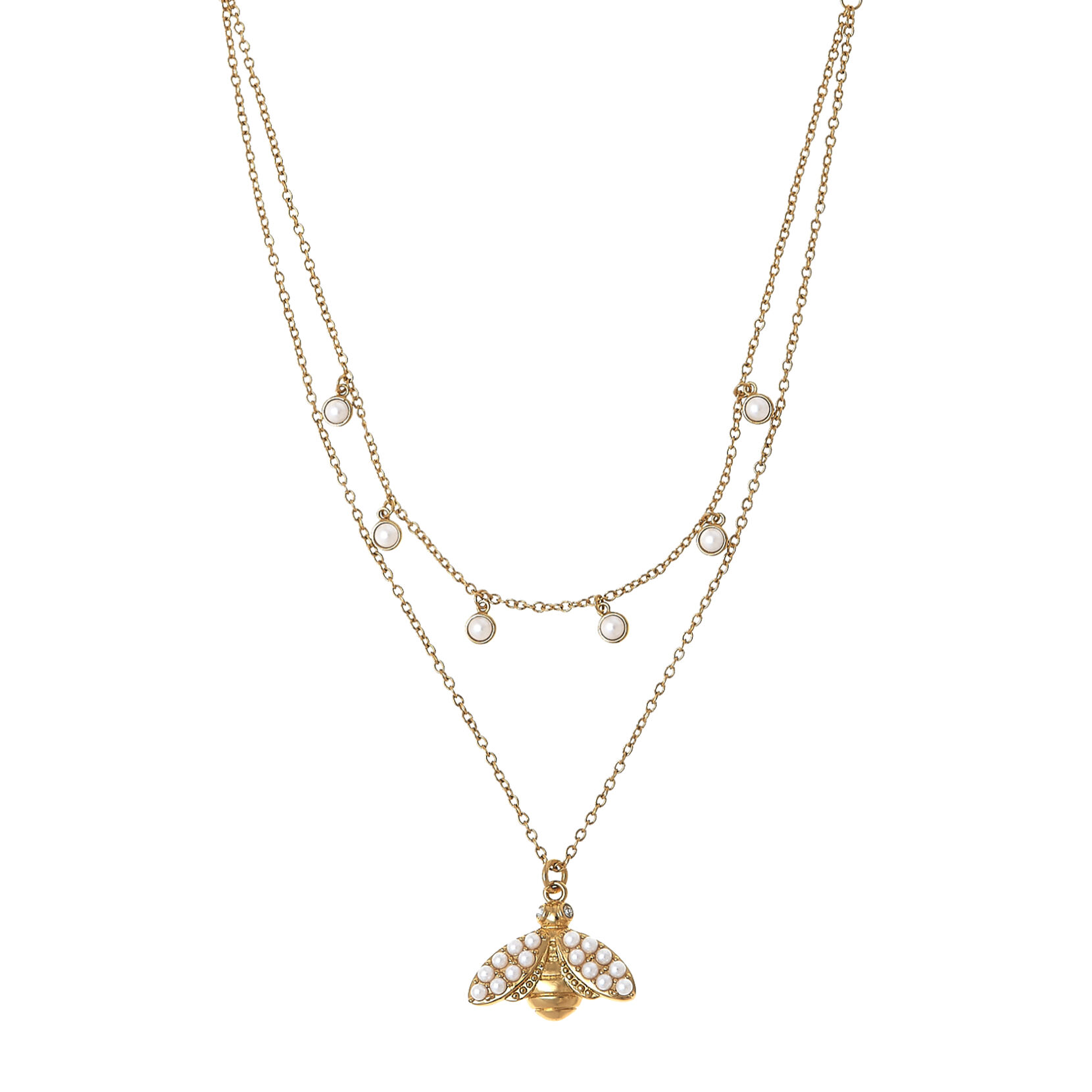 Gold Bee Double Layer Necklace