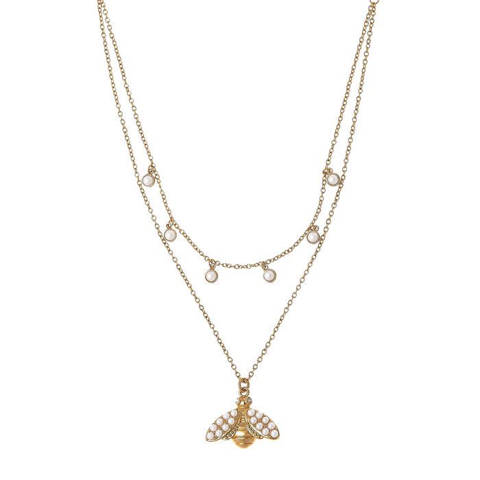 Gold Bee Double Layer Necklace
