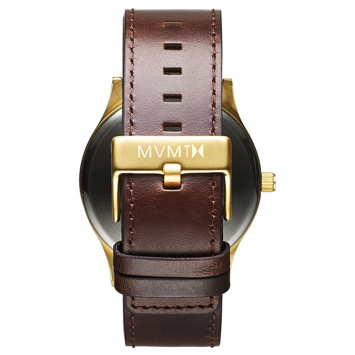 Men s Gold cased Brown leather watch from MVMT Watches. This Brown leather version is a versatile watch fitting in casual formal and professional setting