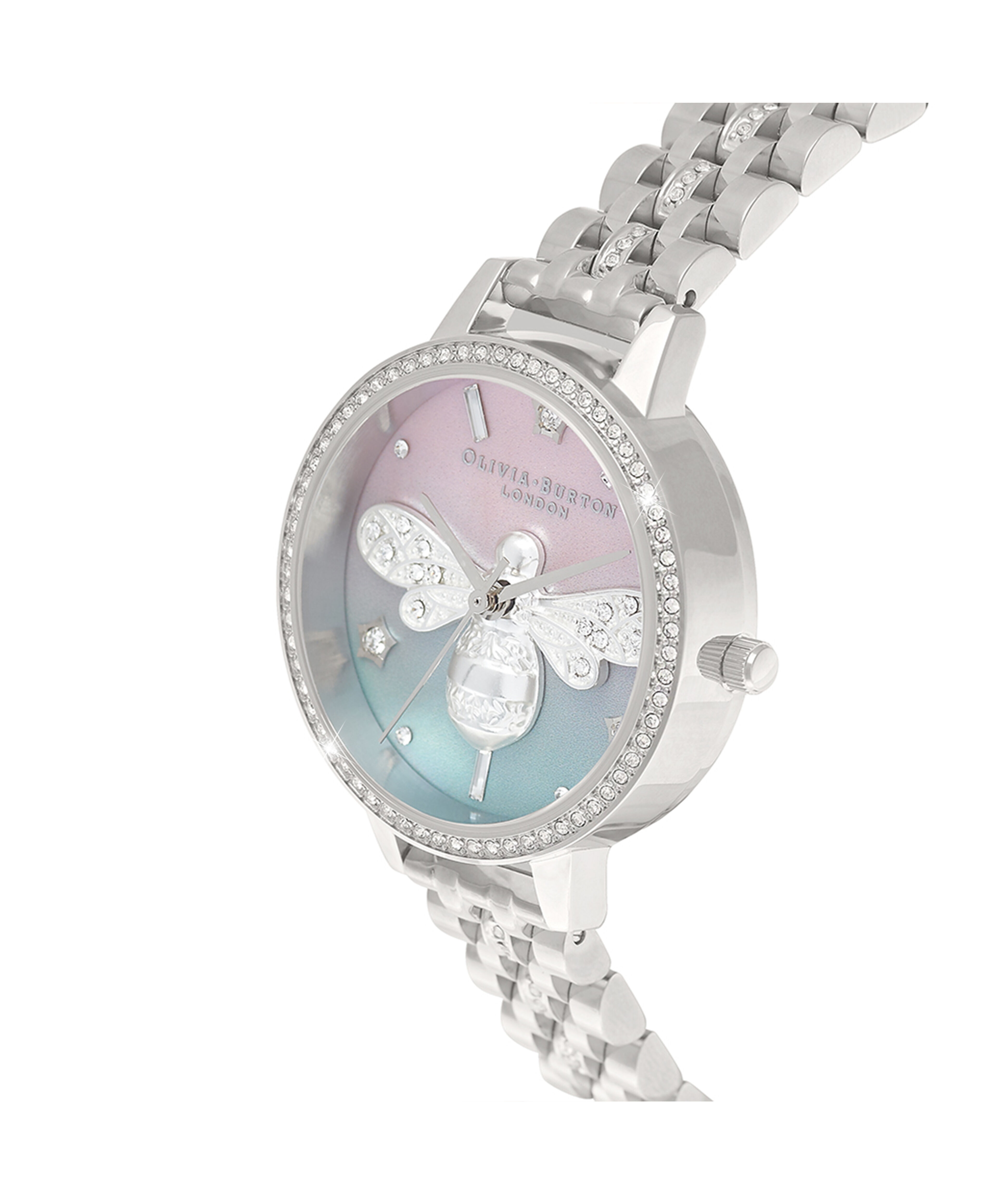 Sparkle Bee 30mm Ombre Silver Bracelet Watch Olivia Burton London