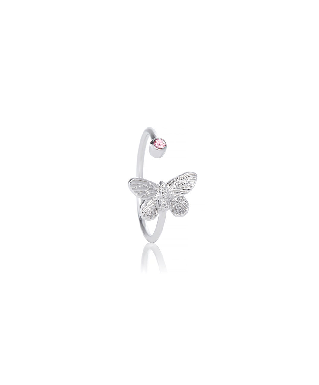 Bejewelled Butterfly Ring Silver Pink Stone Olivia Burton London