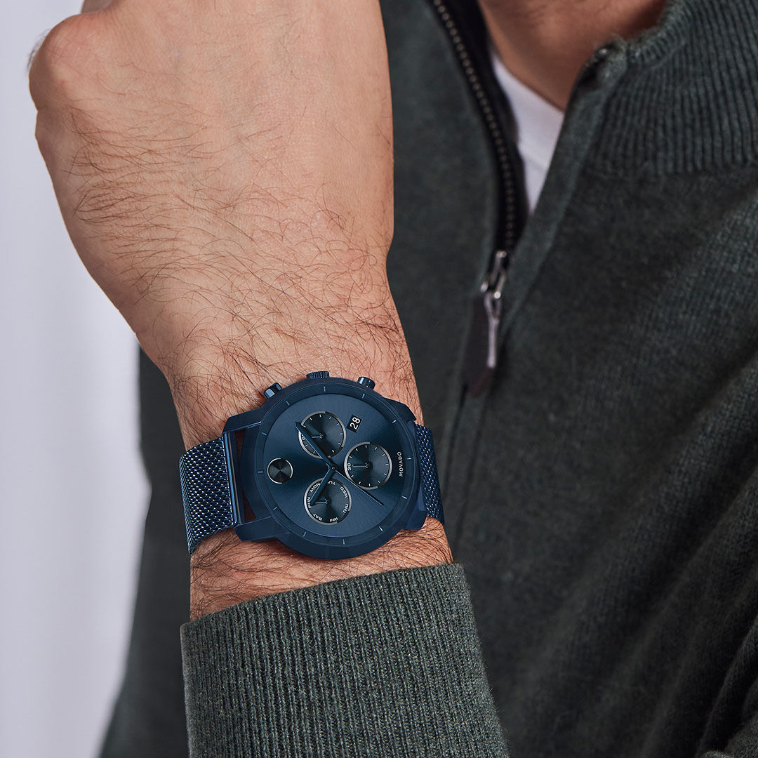 Mens blue cheap movado watch