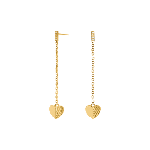 Heart Charm and Diamond Drop Women's Earrings