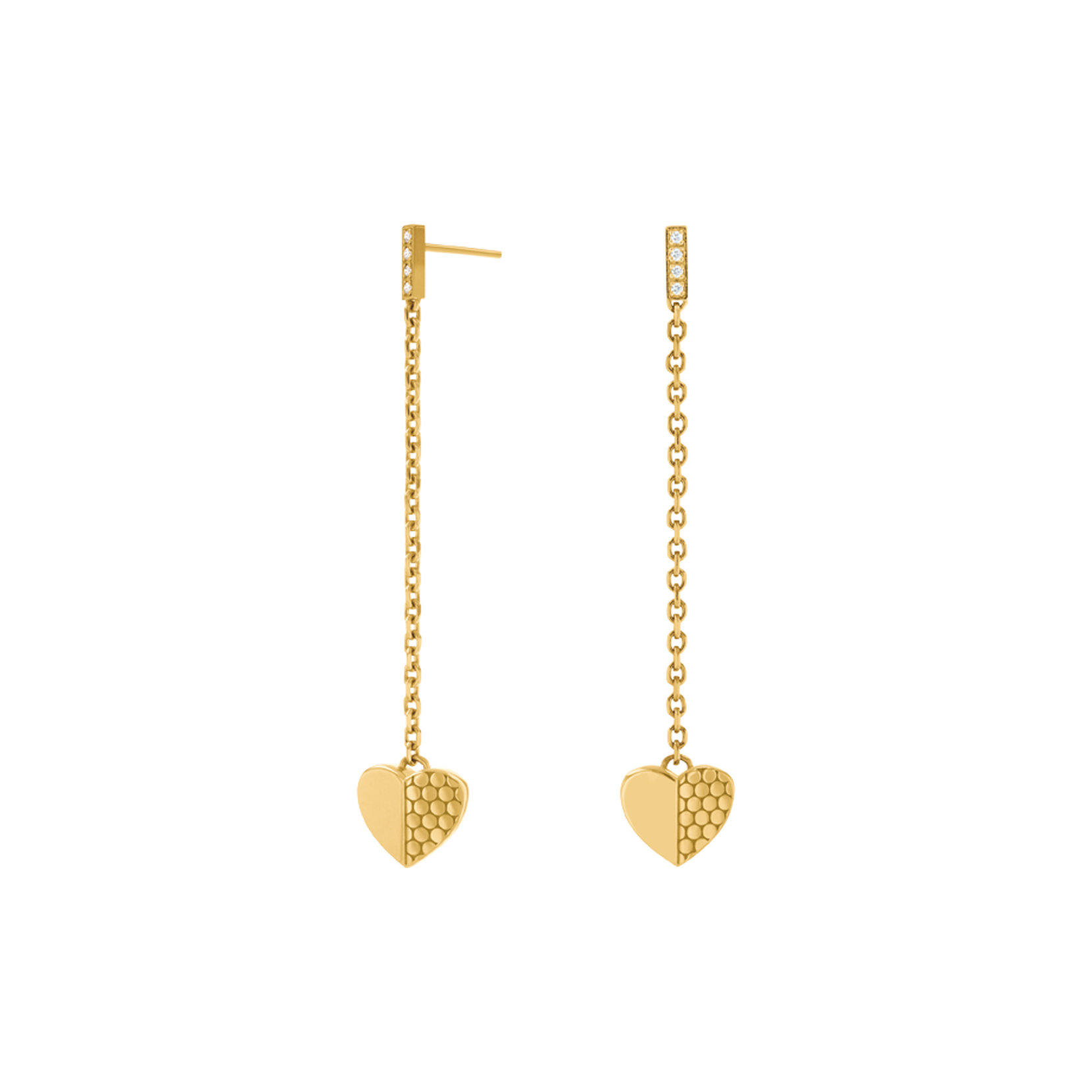 Heart Charm and Diamond Drop Women's Earrings