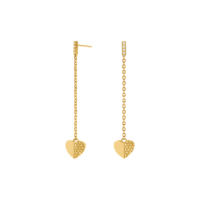 Heart Charm and Diamond Drop Women's Earrings