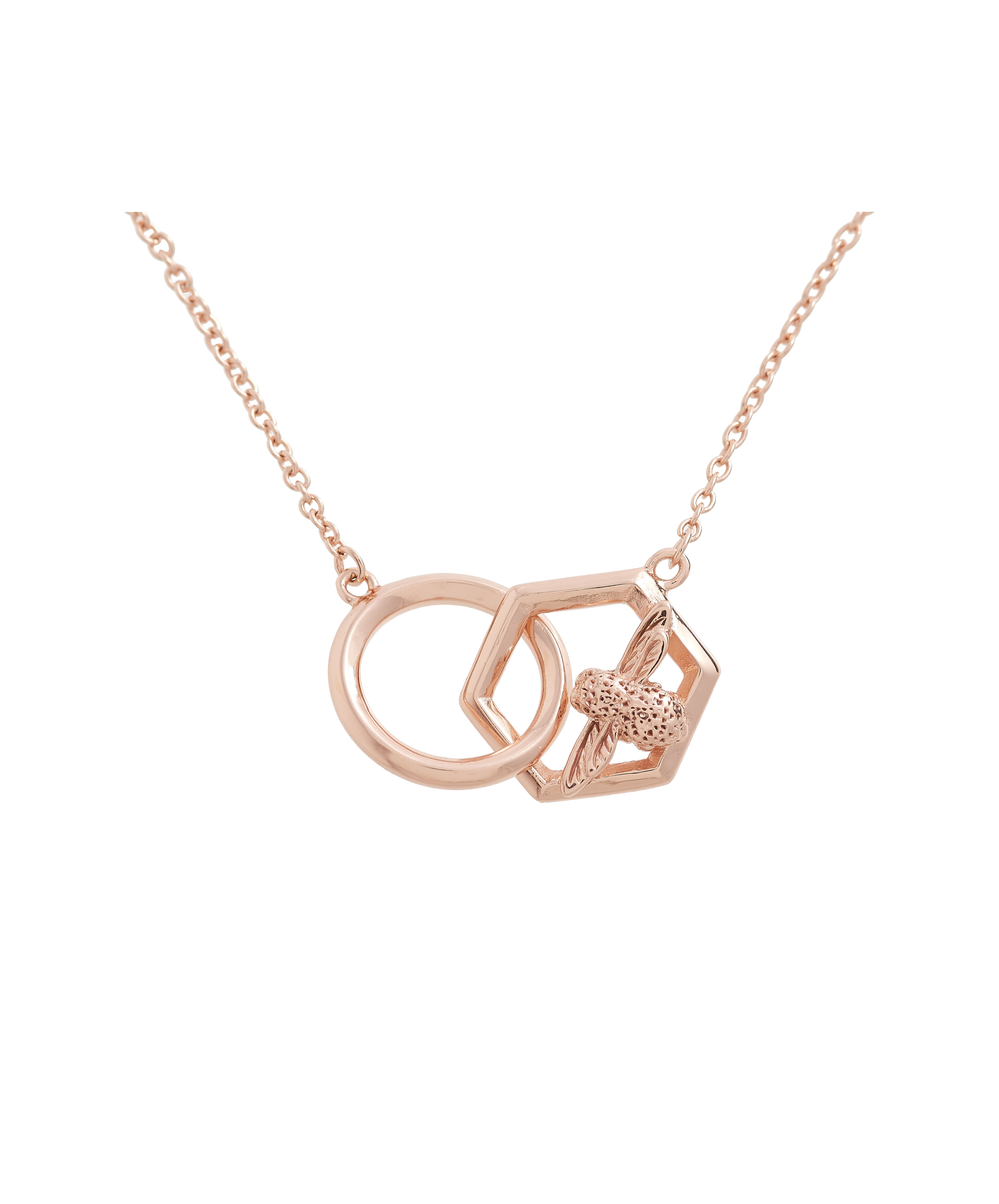 Olivia Burton Movado Company Store Honeycomb Bee Necklace Rose Gold
