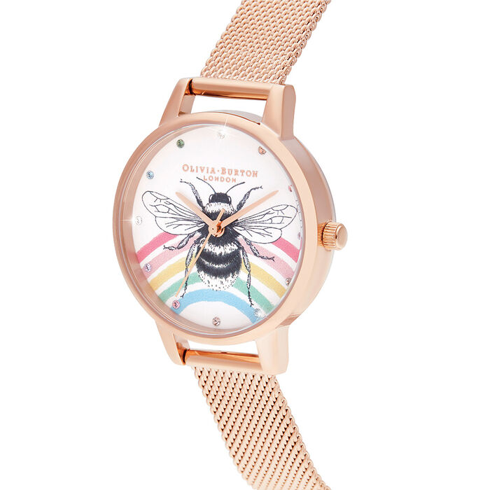 Illustrated Animals Rainbow Bee Women's Watch, 30mm
