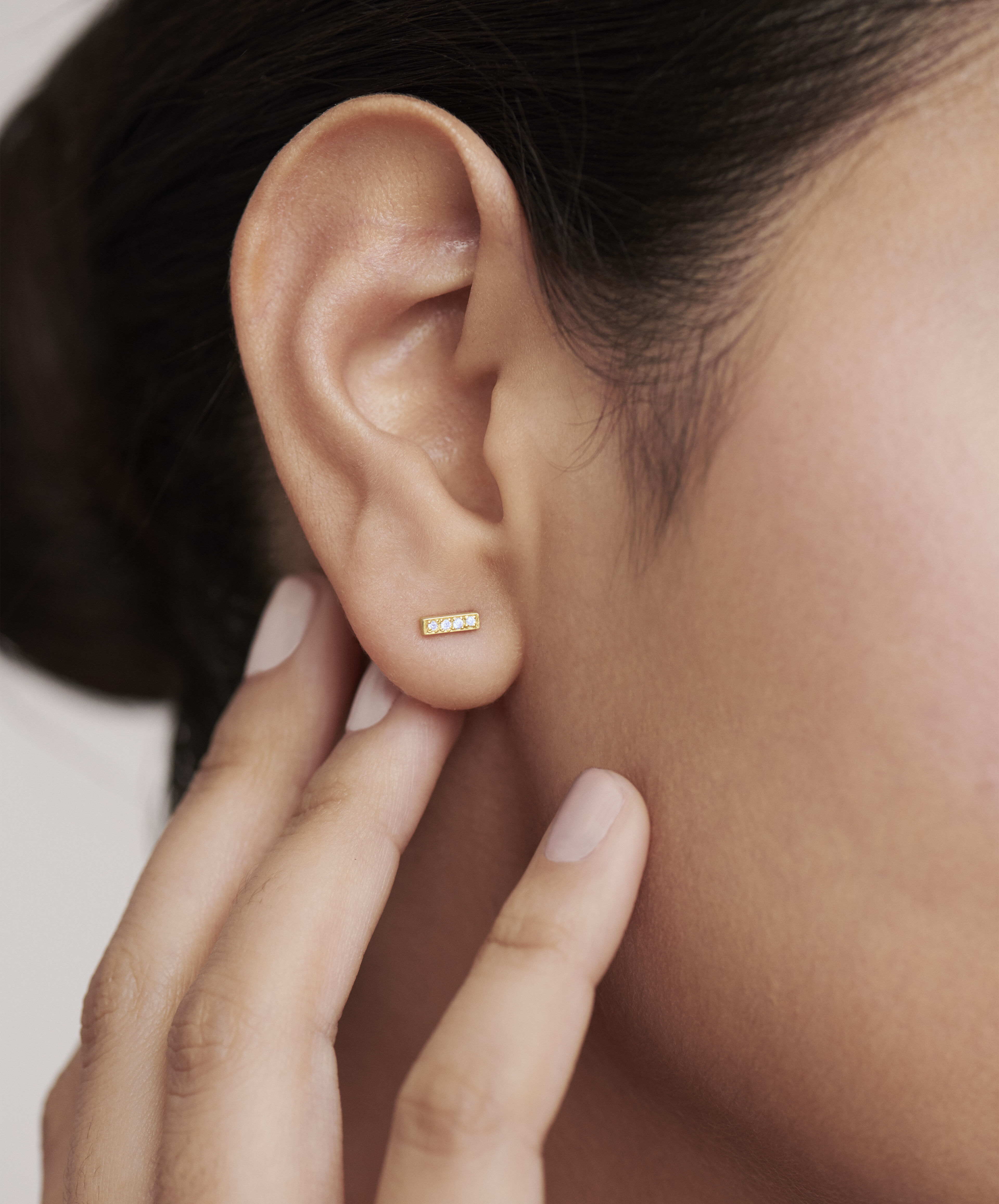 Movado Movado Single Bar Stud Collection Gold Diamond Earring