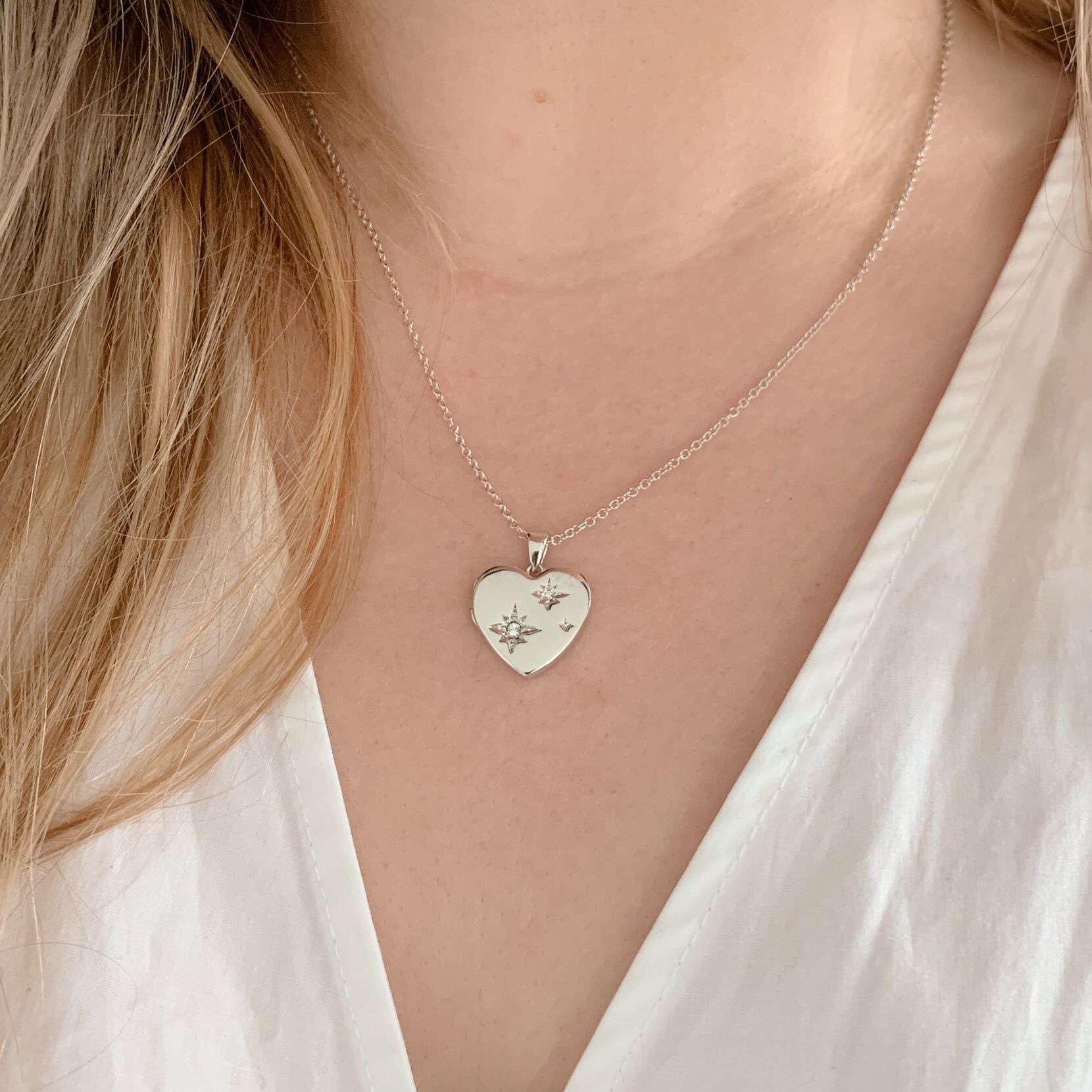 Silver North Star Locket Necklace