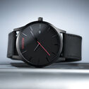 Black Leather Men's Watch, 45mm