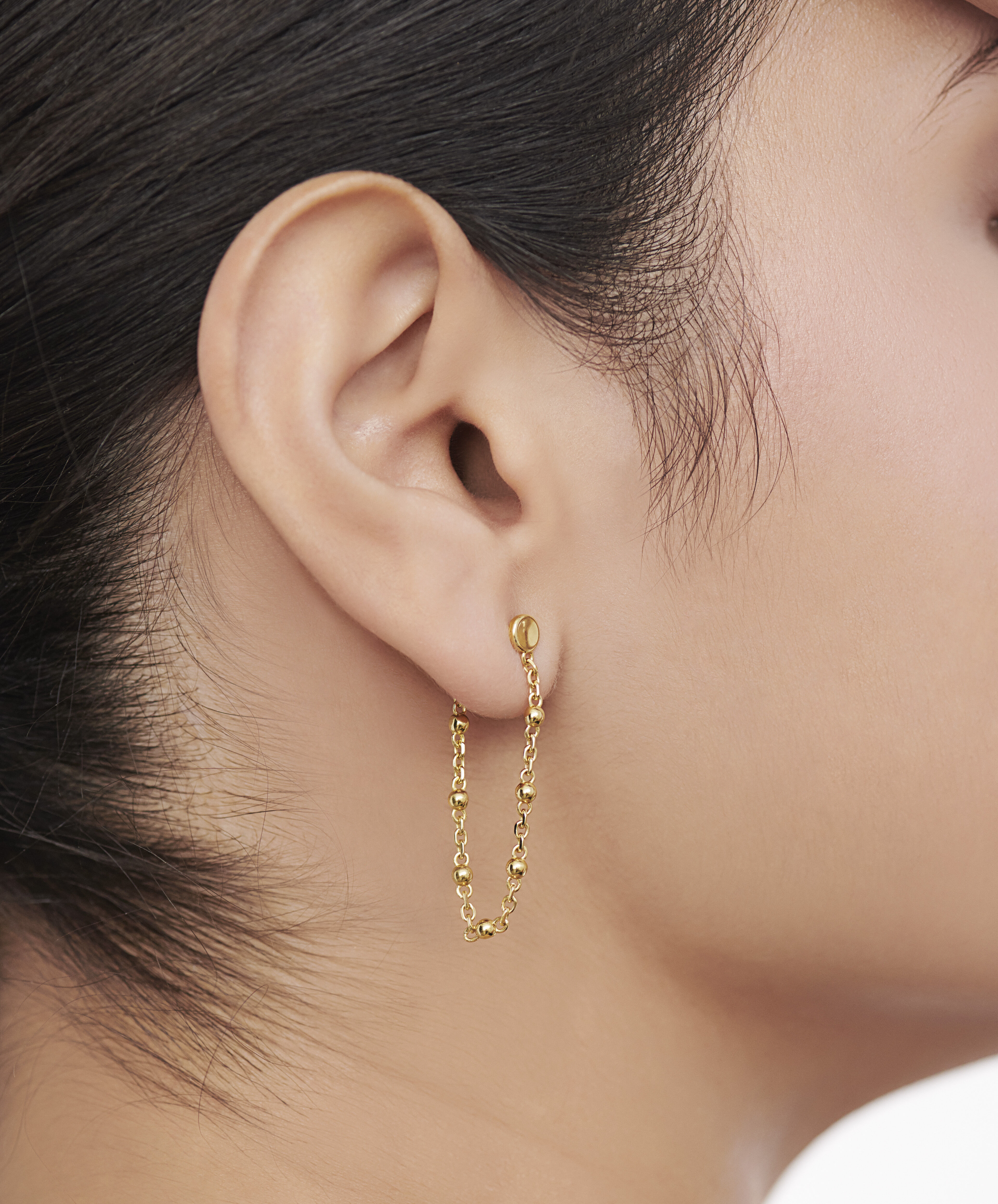 Movado Movado Ball Chain Collection Gold Front Back Earrings