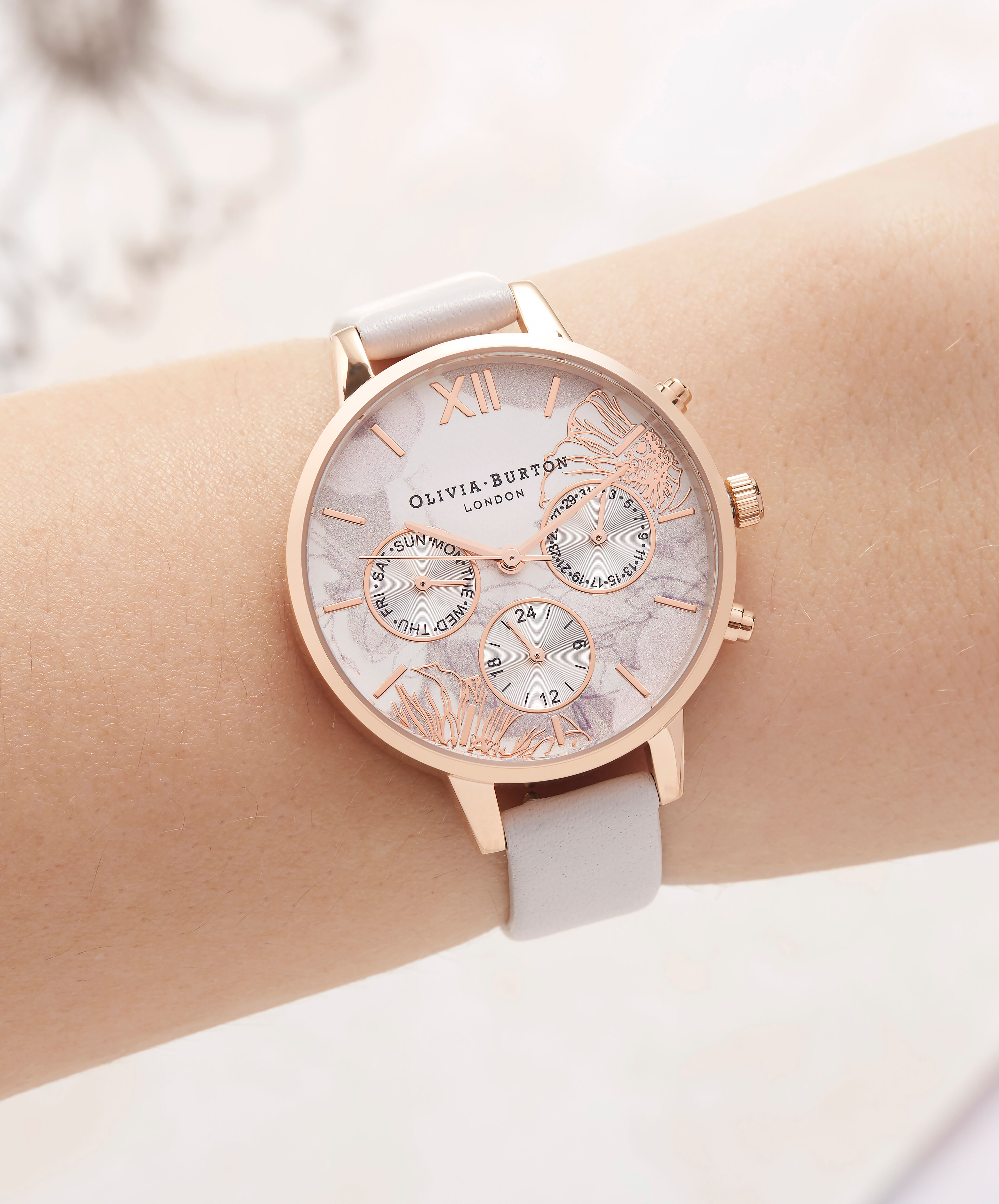 Ladies Chrono Demi Dial Dusty Pink Rose Gold Olivia Burton London