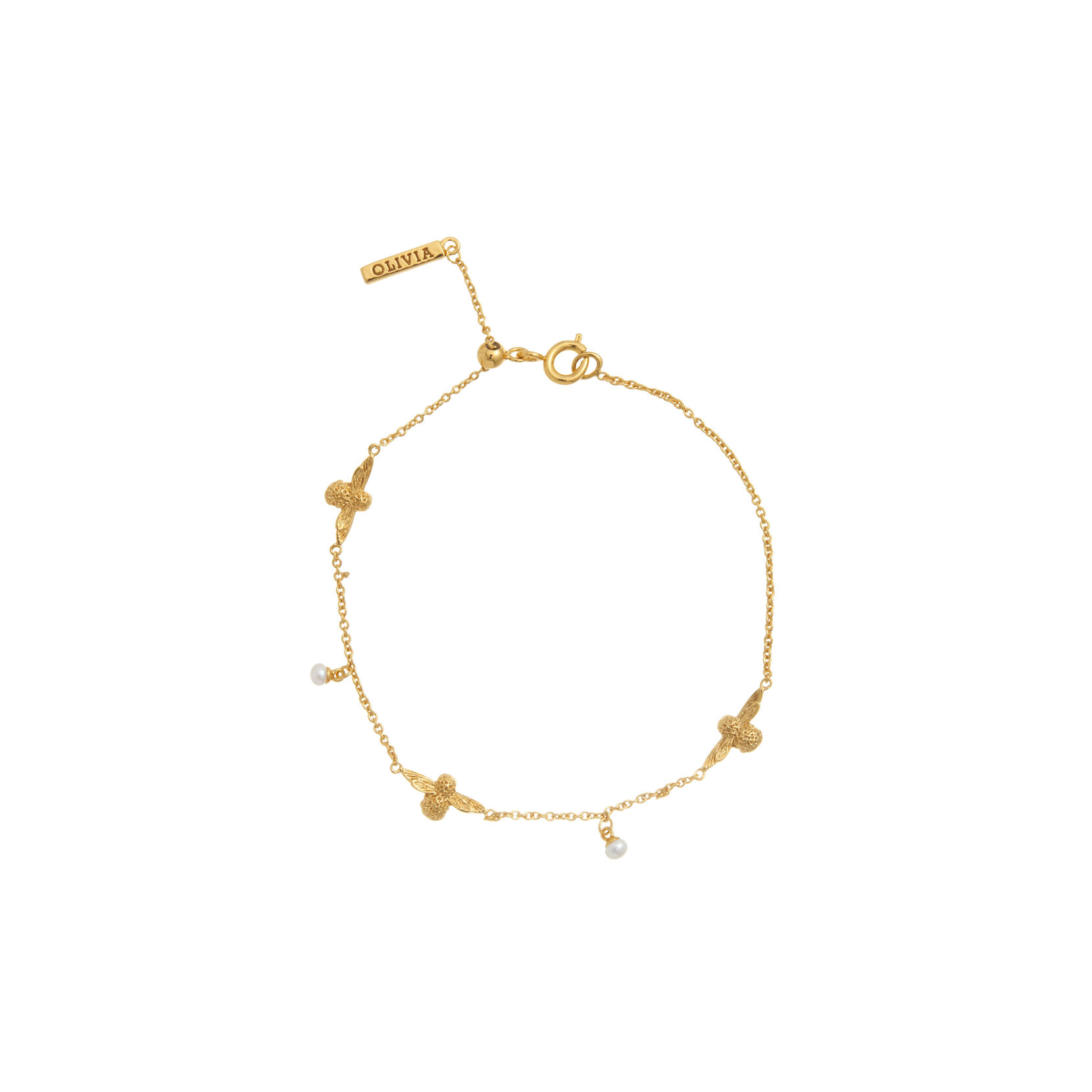 Olivia Burton Pearl Bee Chain Bracelet Gold