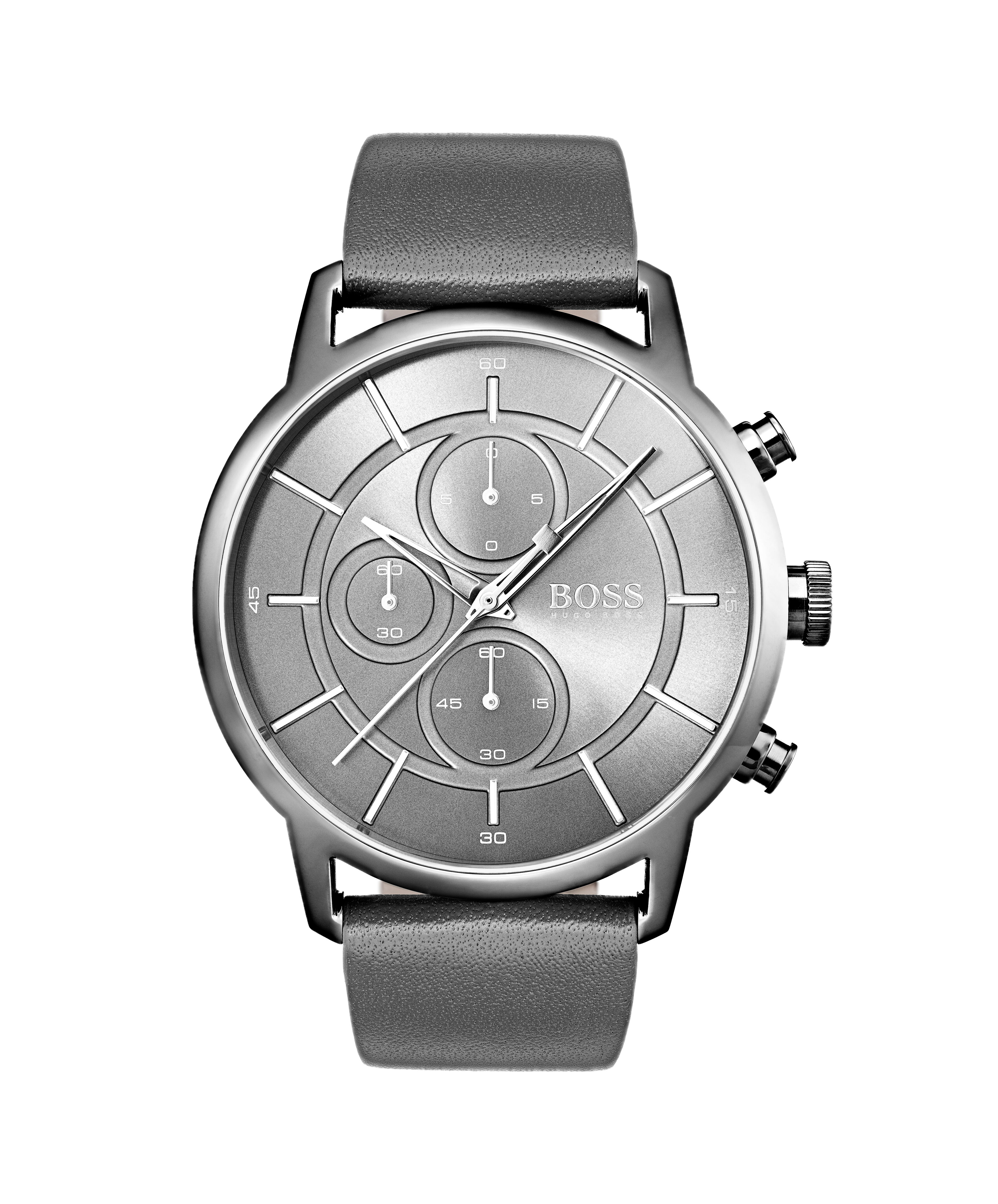 hugo boss black leather contemporary chronograph watch