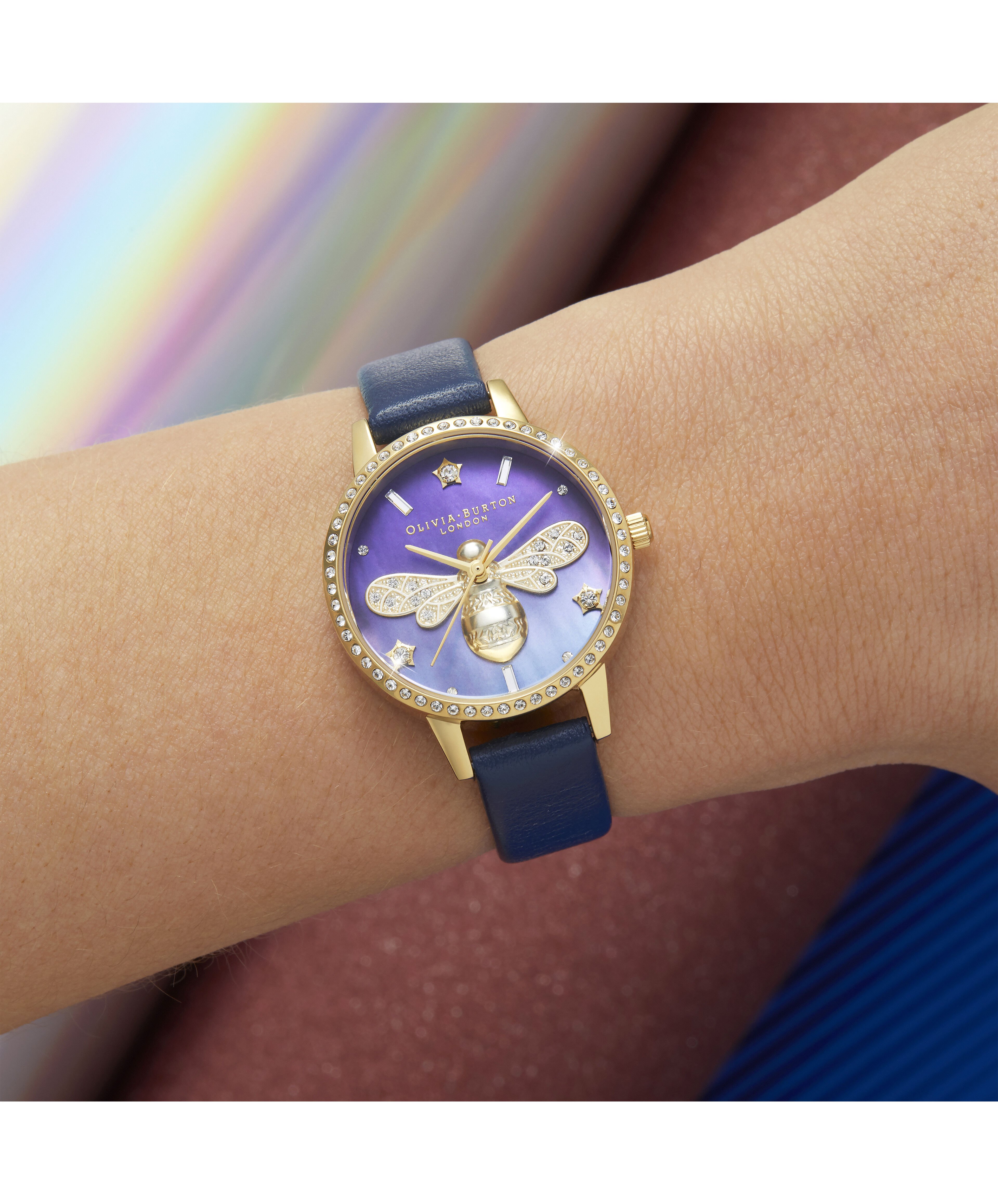 公式通販サイト - ファッション 通販 Sparkle Olivia | Watch Strap Leather Blue & Gold 30mm Bee 時計