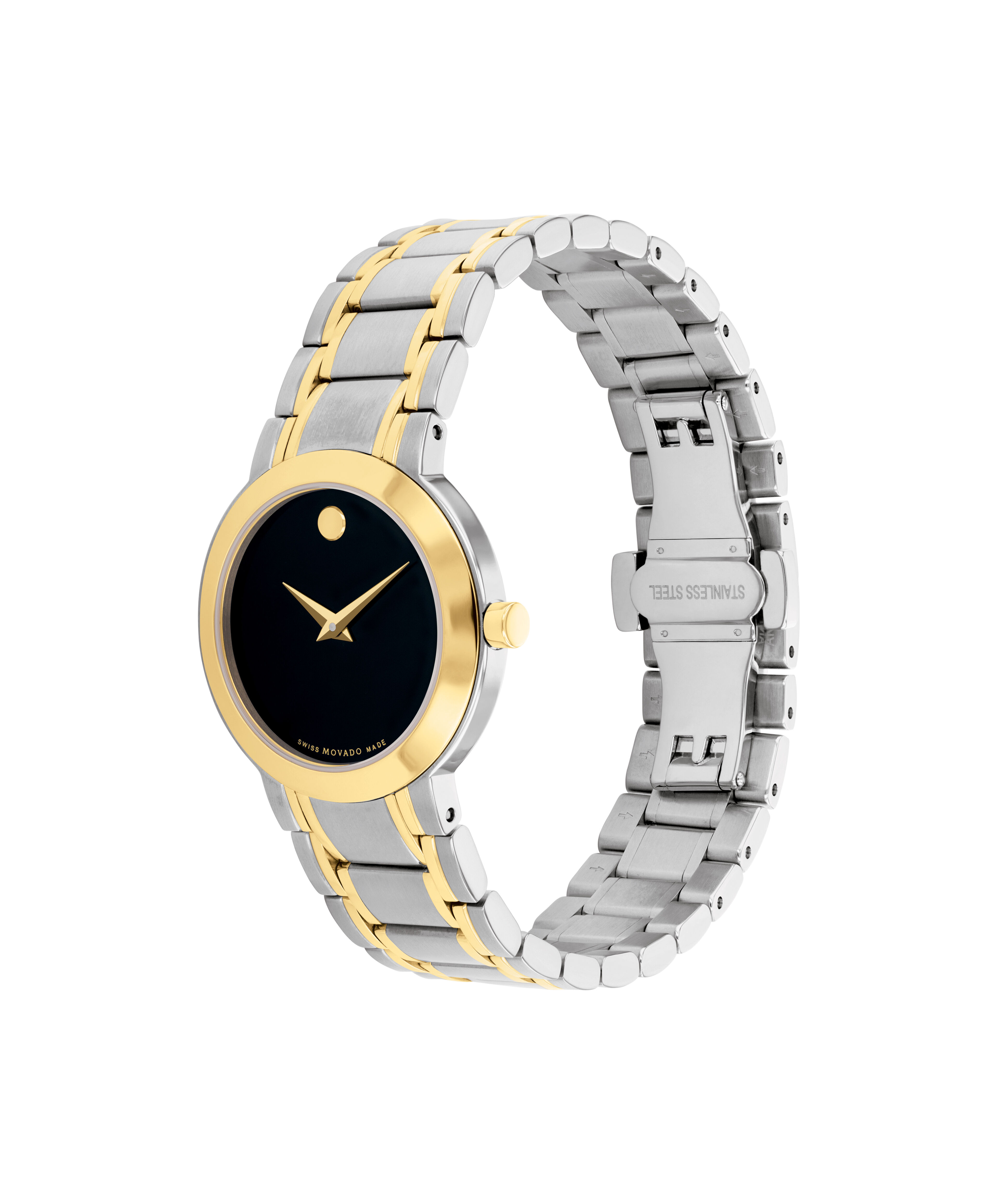 Movado Movado Company Store Women s Stiri watch 28mm stainless steel and yellow PVD case and link bracelet