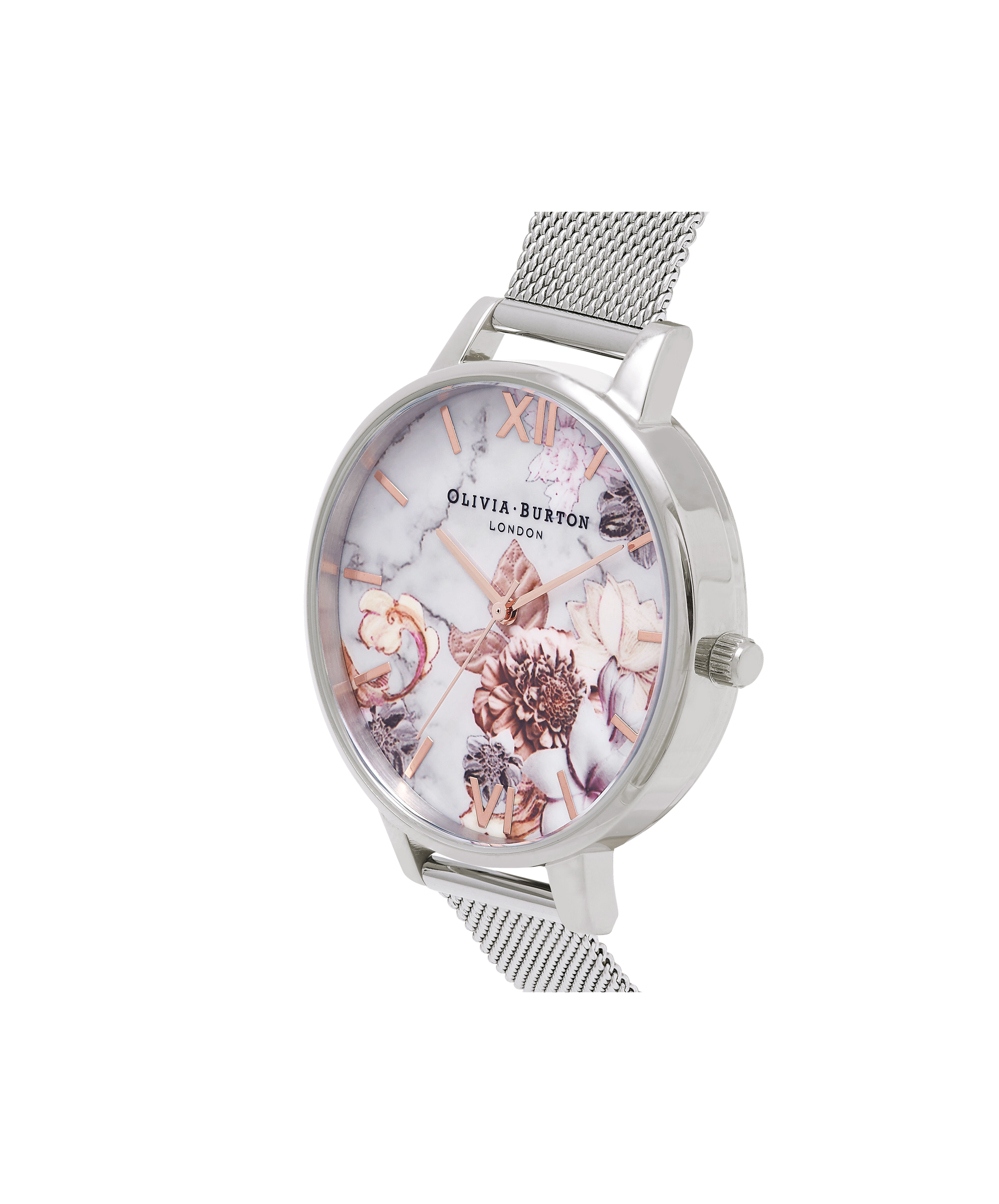Marble floral rose gold mesh watch shop