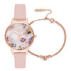 Lucky Bee Midi Sunlight Floral Dusty Pink, Rose Gold Watch & Lucky Bee Chain Bracelet