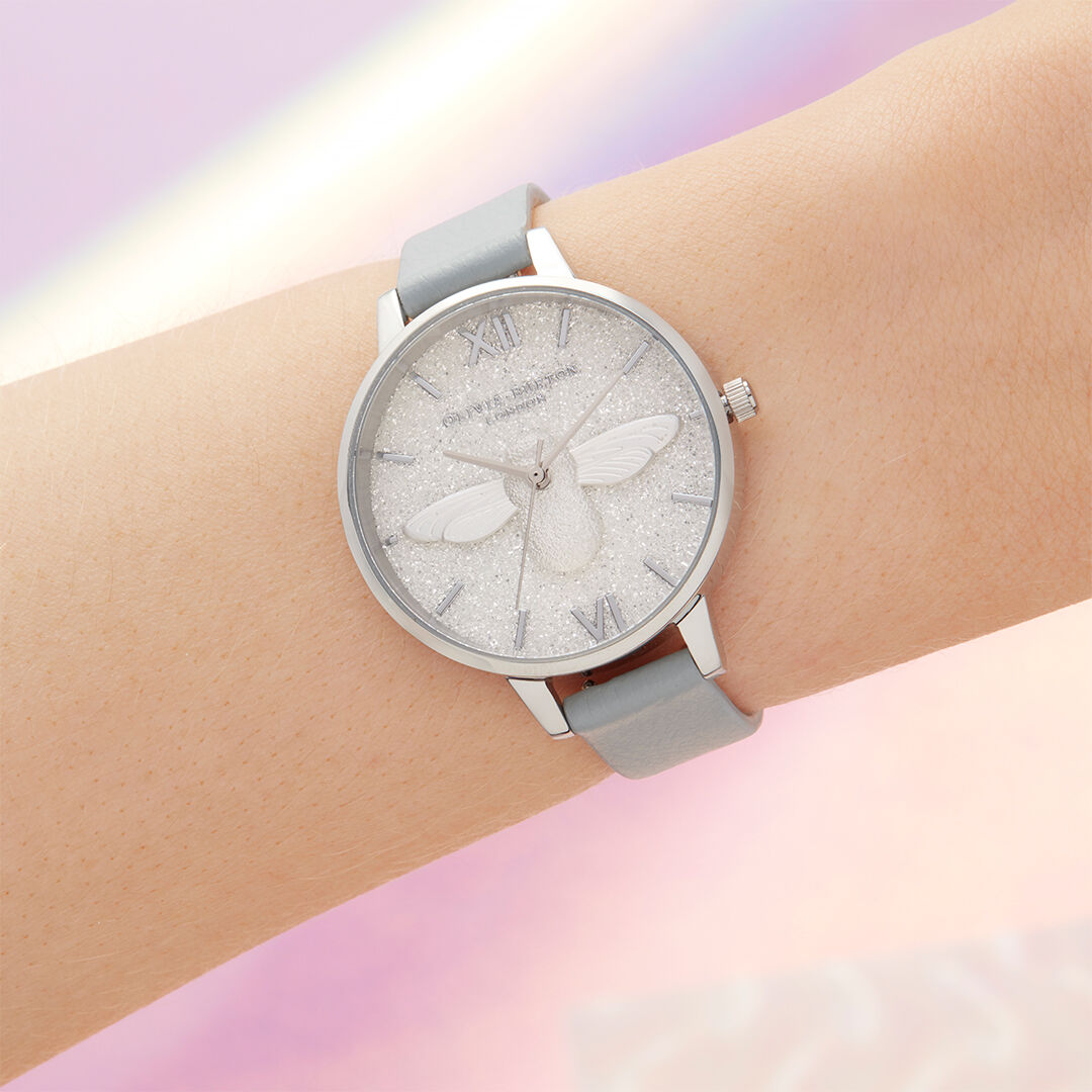 Olivia burton 3d bee watch silver shop