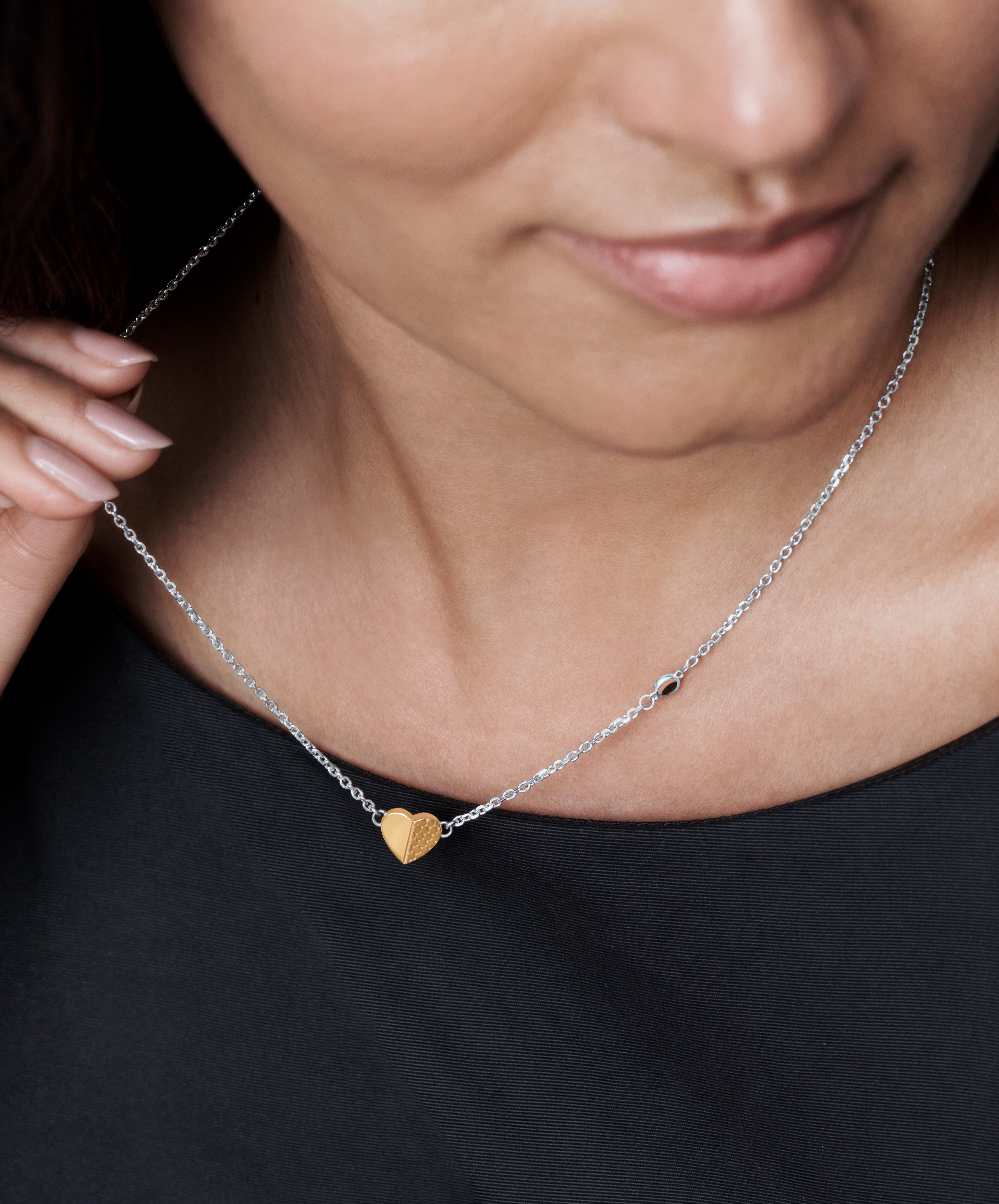 Movado Movado Petite Heart Collection sterling silver necklace with gold heart