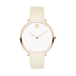 Movado Modern 47 pale rose gold watch with white dial pale rose
