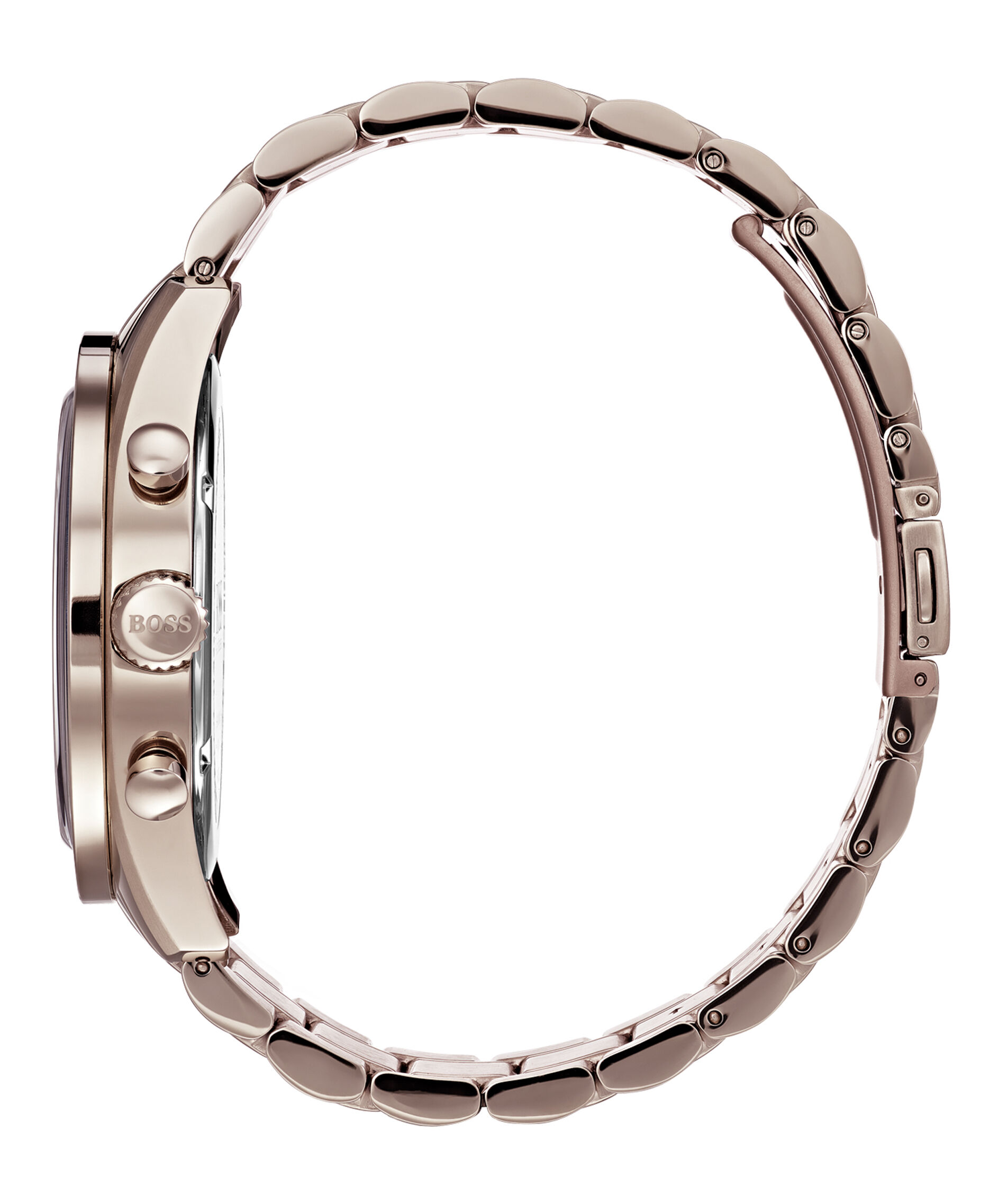 Hugo Boss Movado Company Store Trophy rose gold case and bracelet with grey dial